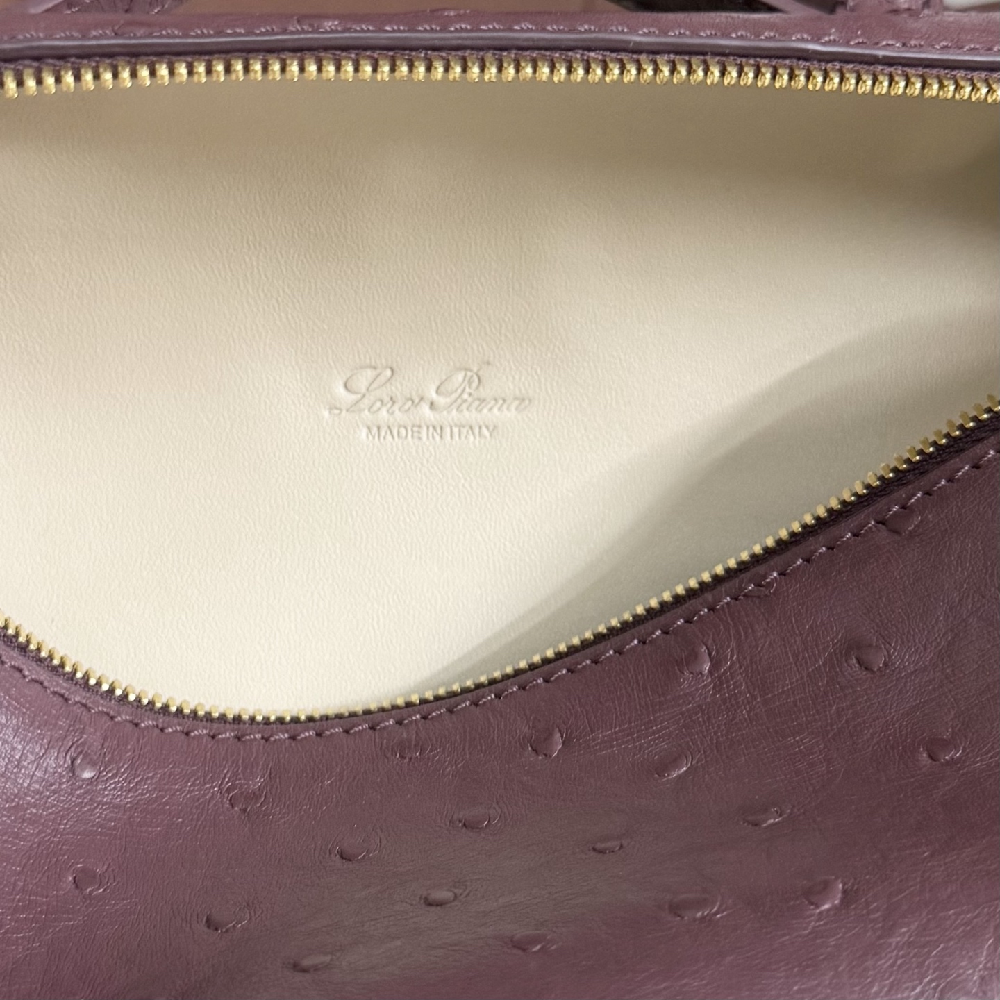 Loro Piana Extra Pocket L19 Ostrich Leather Color Whisper brow red