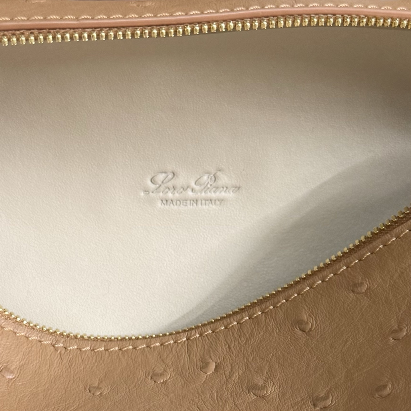 Loro Piana Extra Pocket L19 Ostrich Leather Color Whisper brown