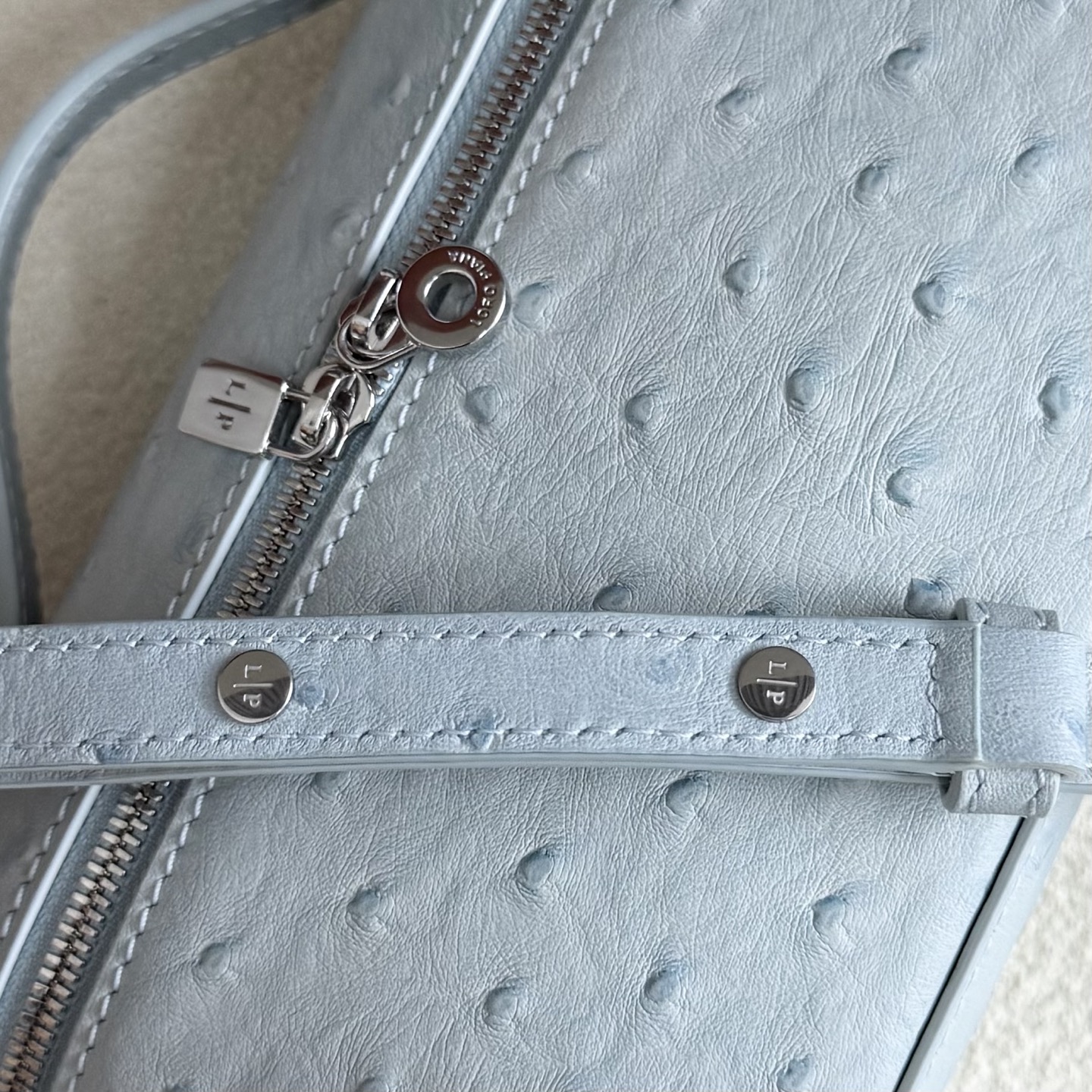 Loro Piana Extra Pocket L19 Ostrich Leather Color Whisper blue sky