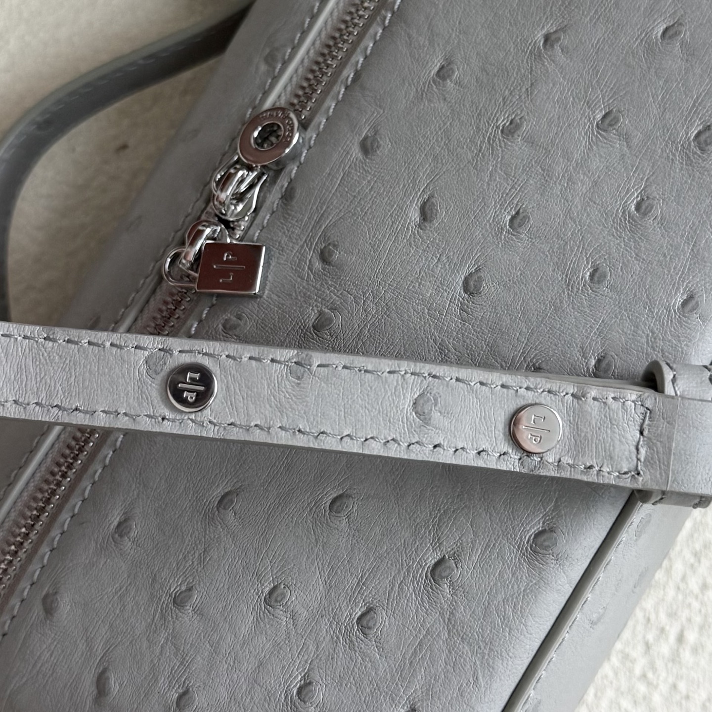 Loro Piana Extra Pocket L19 Ostrich Leather Color Whisper gray