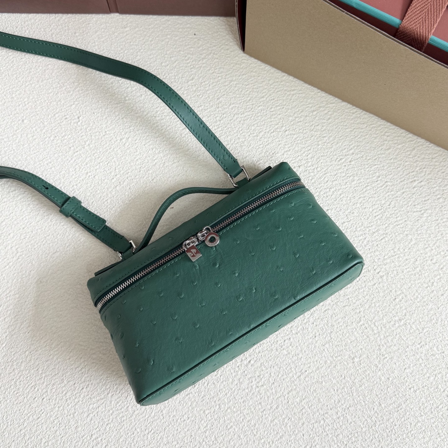 Loro Piana Extra Pocket L19 Ostrich Leather Color Whisper green