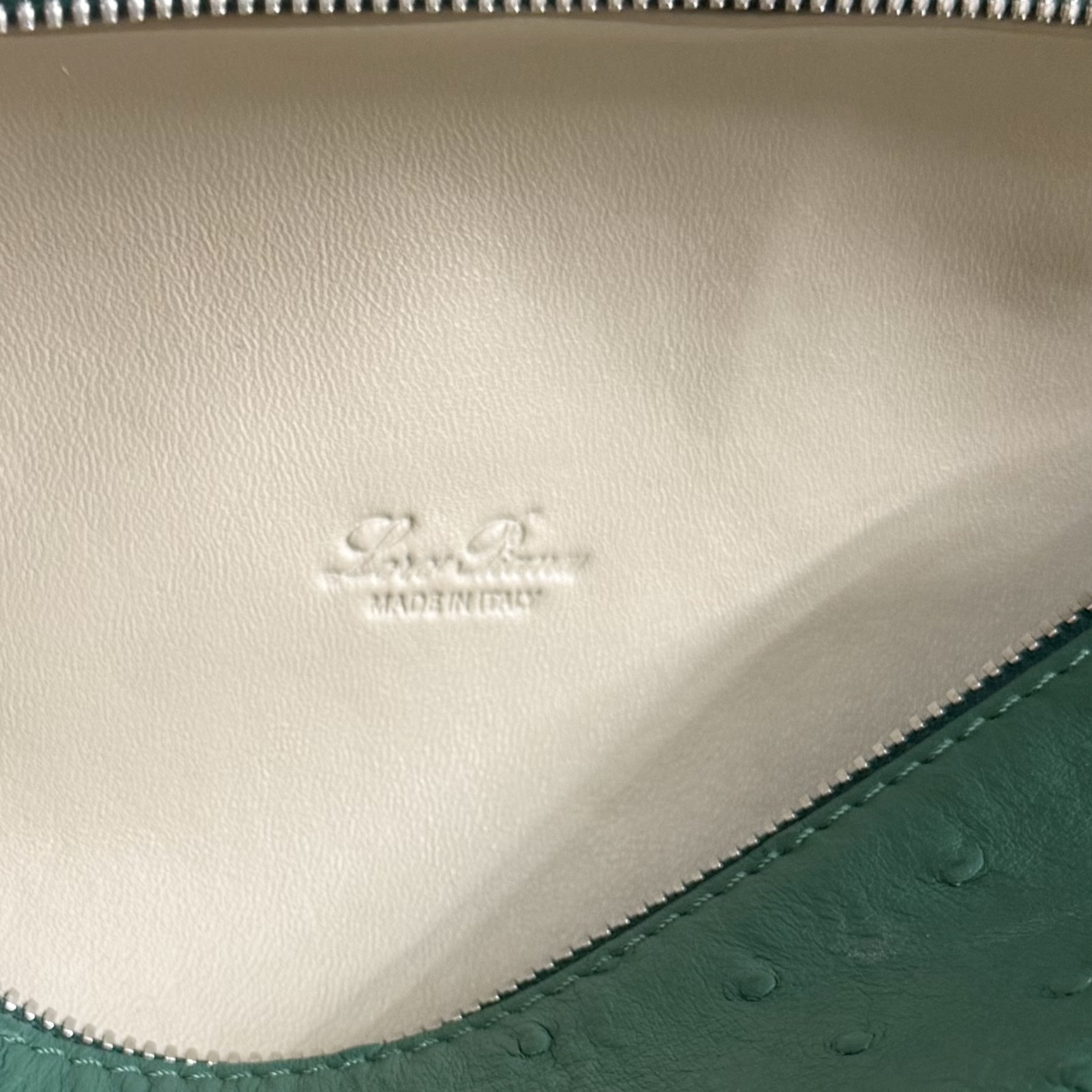 Loro Piana Extra Pocket L19 Ostrich Leather Color Whisper green