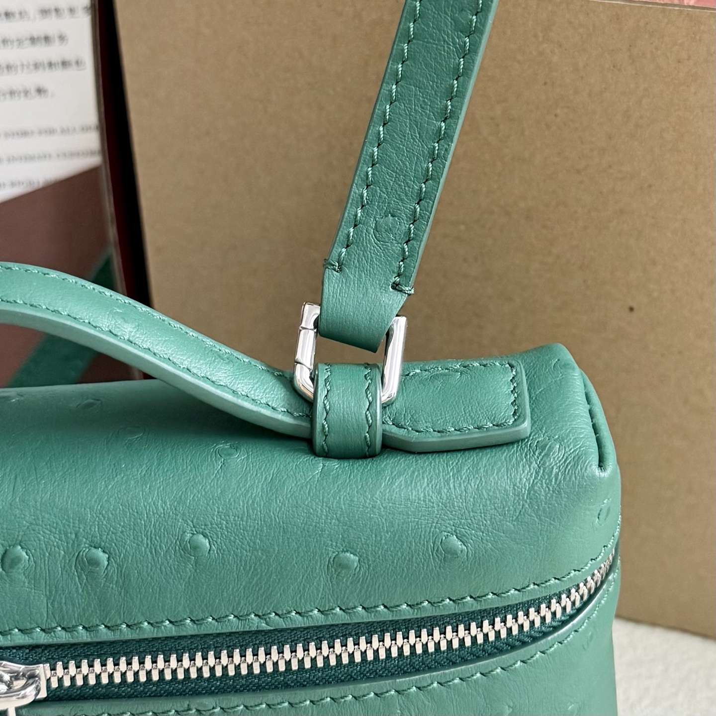 Loro Piana Extra Pocket L19 Ostrich Leather Color Whisper green