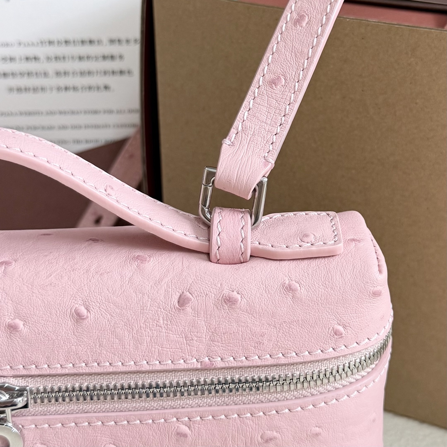 Loro Piana Extra Pocket L19 Ostrich Leather Color Whisper pink