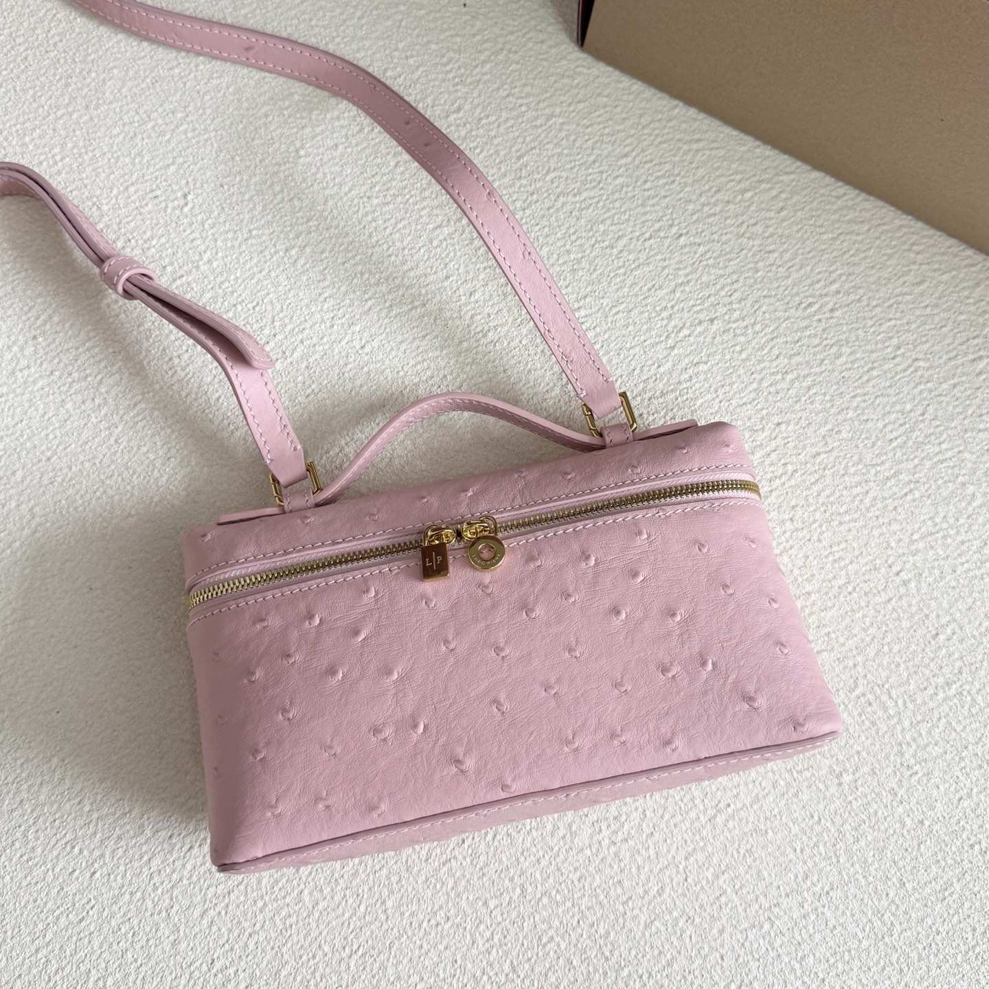 Loro Piana LP19 Extra Pocket in Pink Ostrich GHW Comes ...