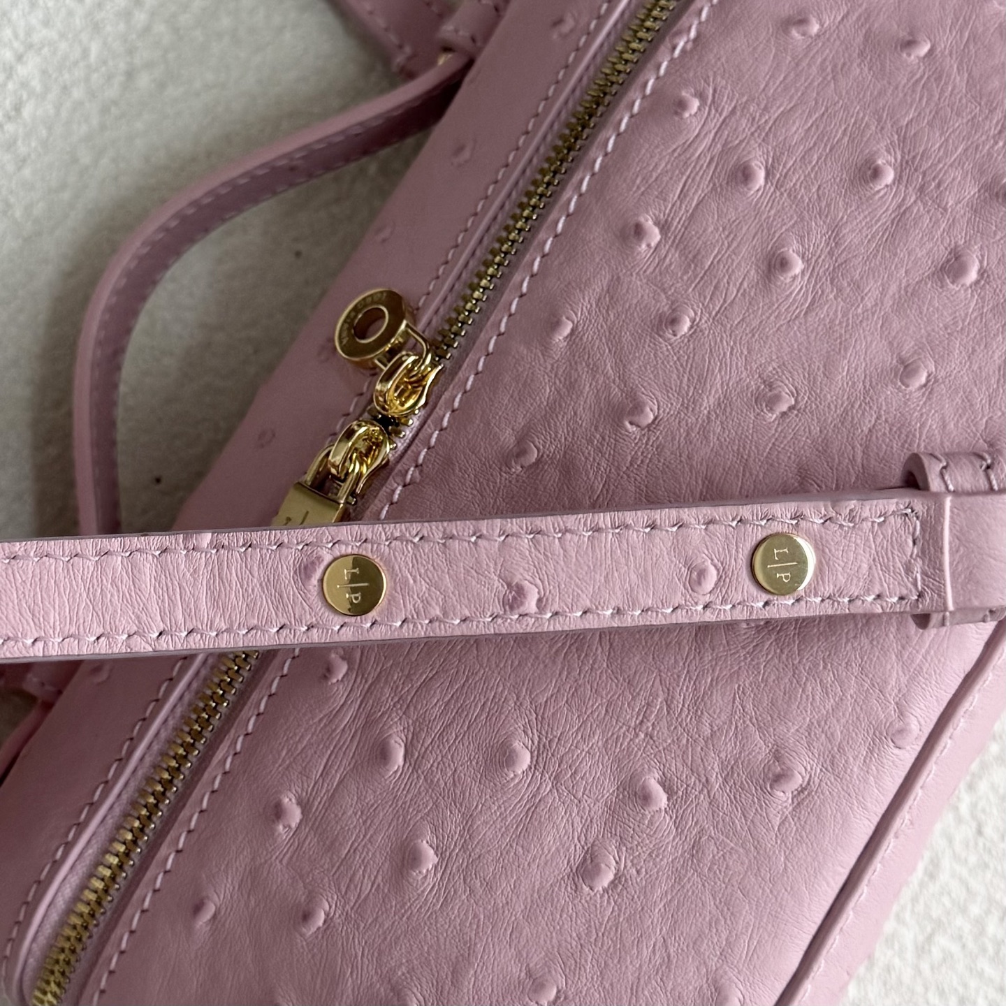 Loro Piana LP19 Extra Pocket in Pink Ostrich GHW Comes ...