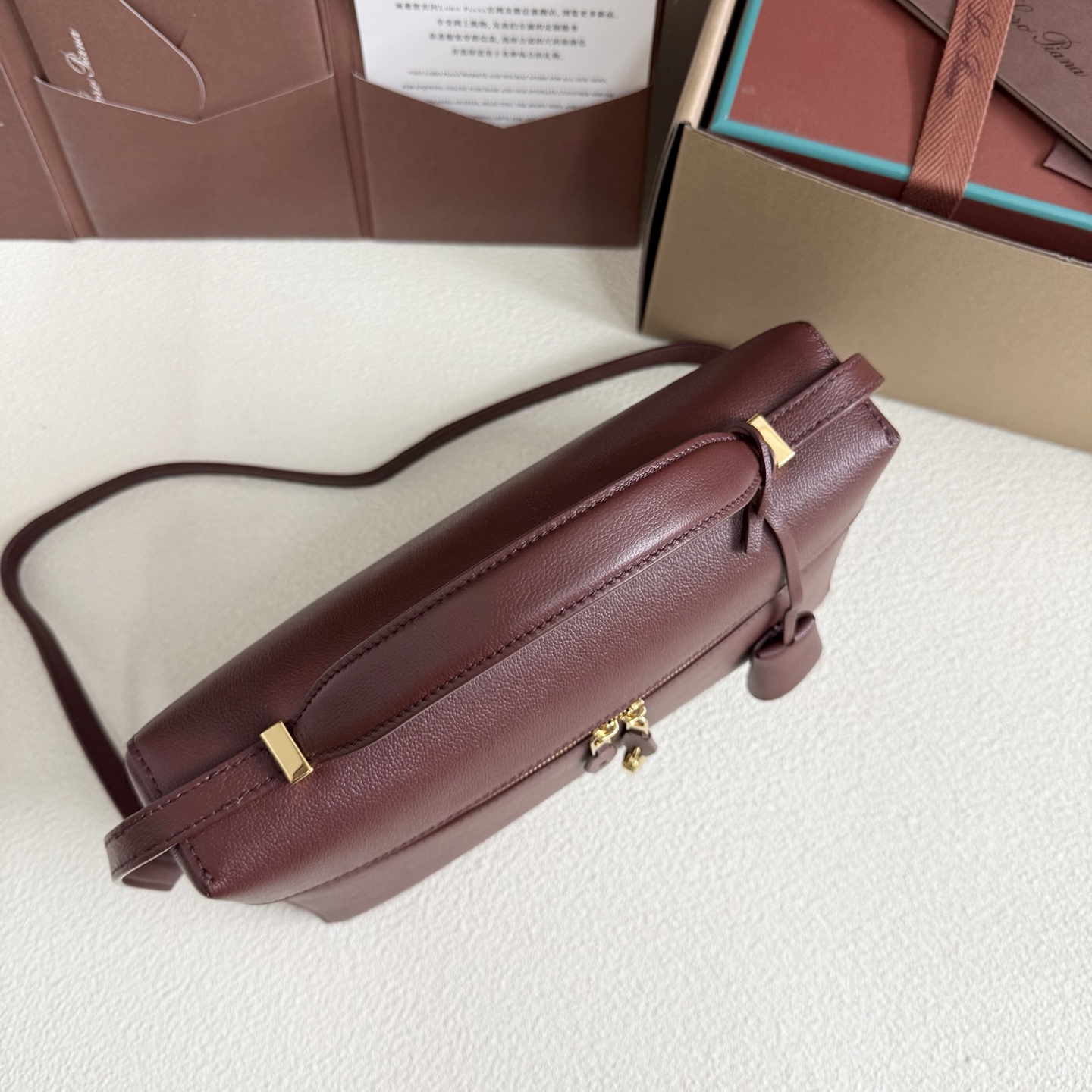 Loro PianaExtra Bag L27 Calfskin Smoked Caramel/Sun Gold