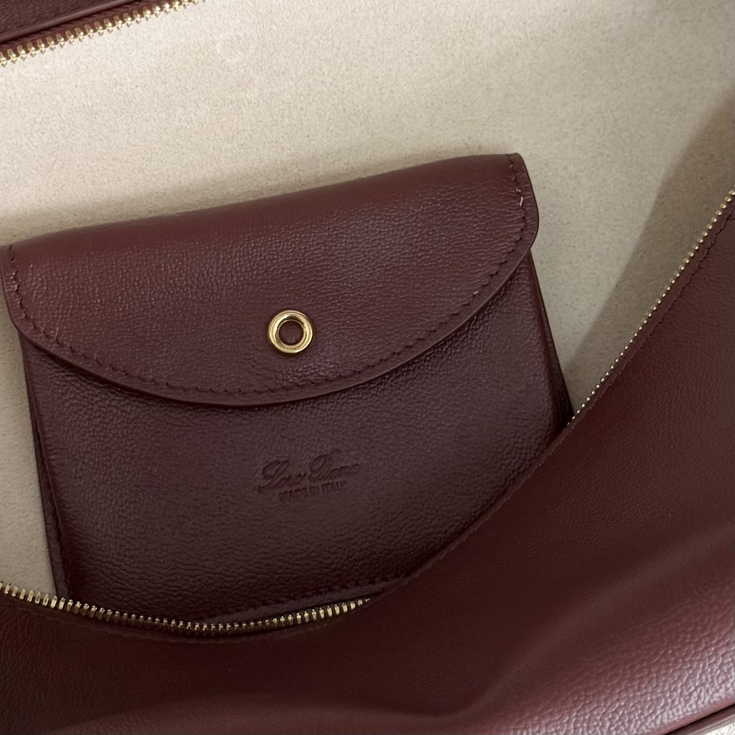 Loro PianaExtra Bag L27 Calfskin Smoked Caramel/Sun Gold
