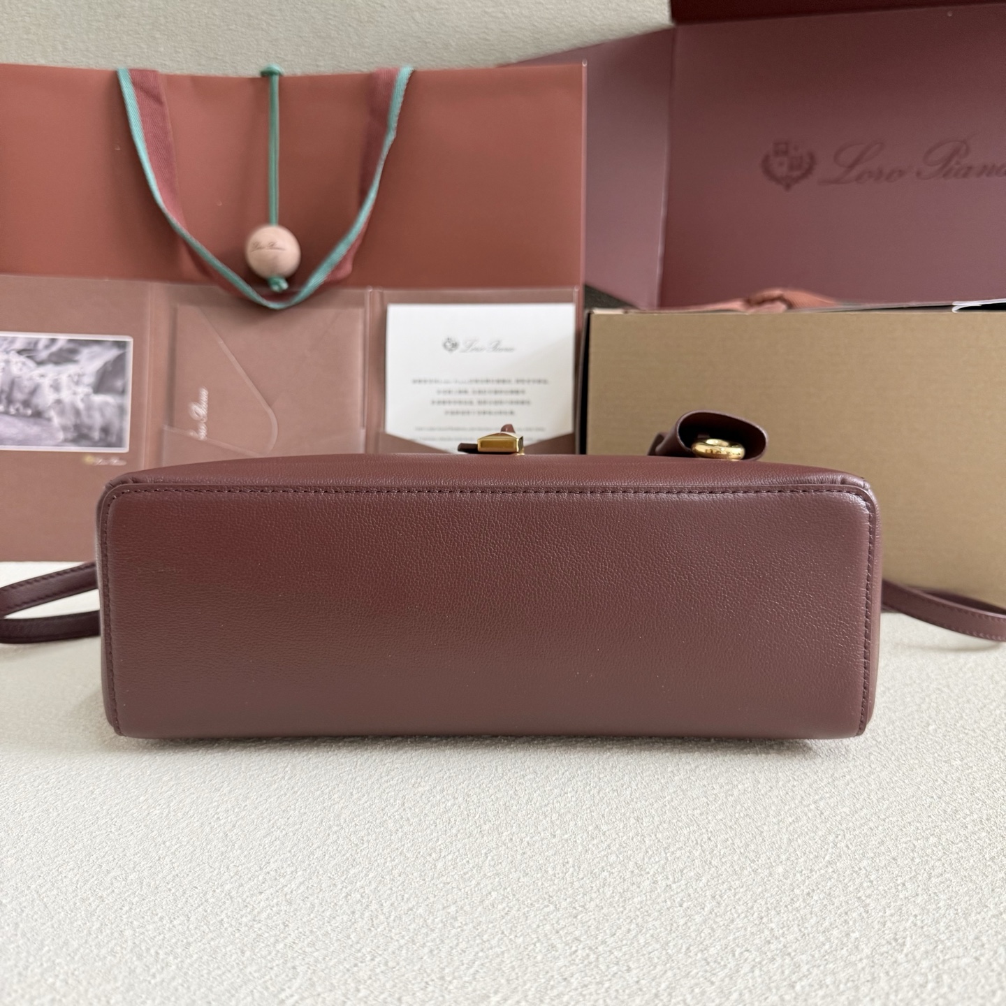 Loro PianaExtra Bag L27 Calfskin Smoked Caramel/Sun Gold