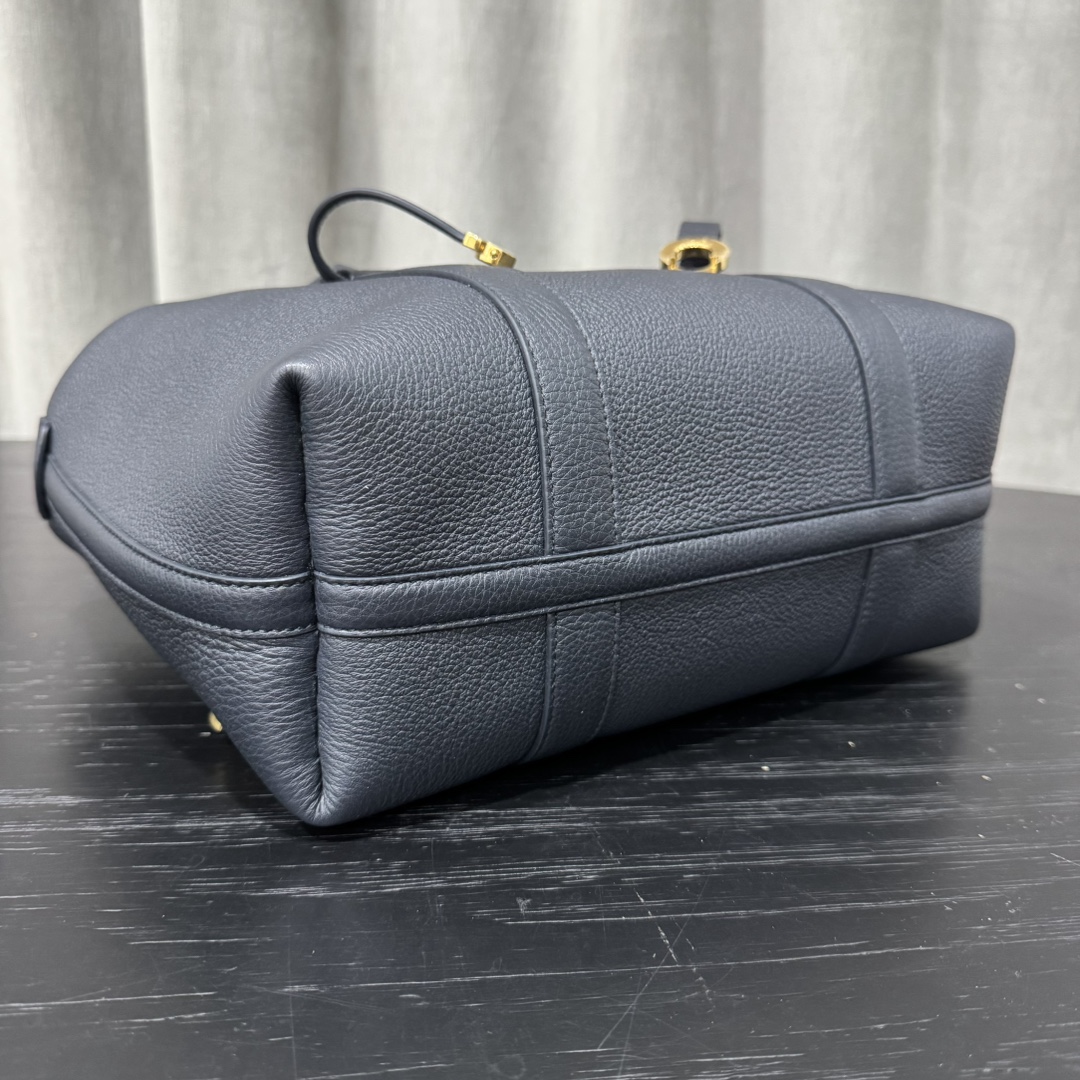 Loro Piana Ghiera Shopper Large Calfskin Blue Navy/Sun Gold | Loro Pian