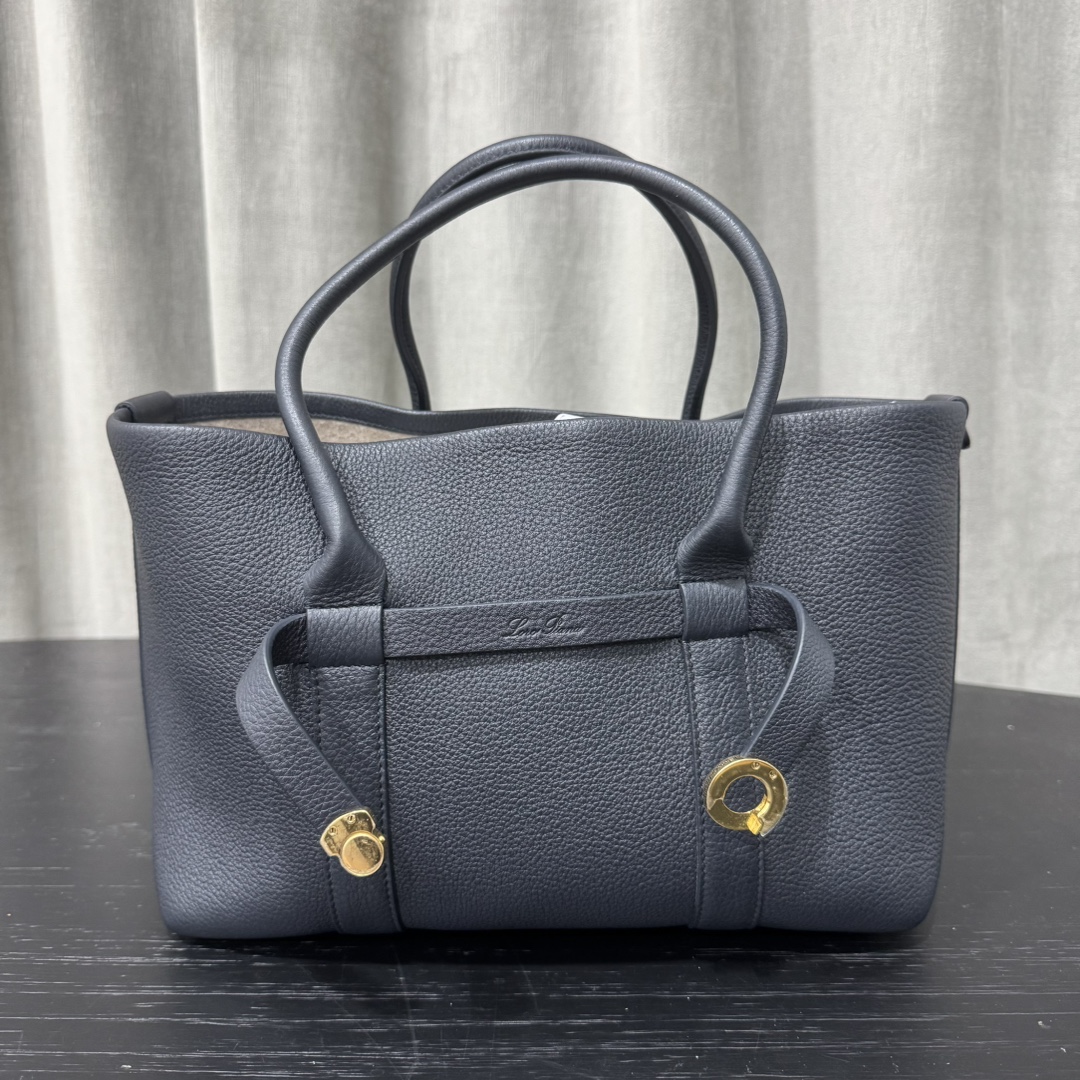 Loro Piana Ghiera Shopper Large Calfskin Blue Navy/Sun Gold | Loro Pian