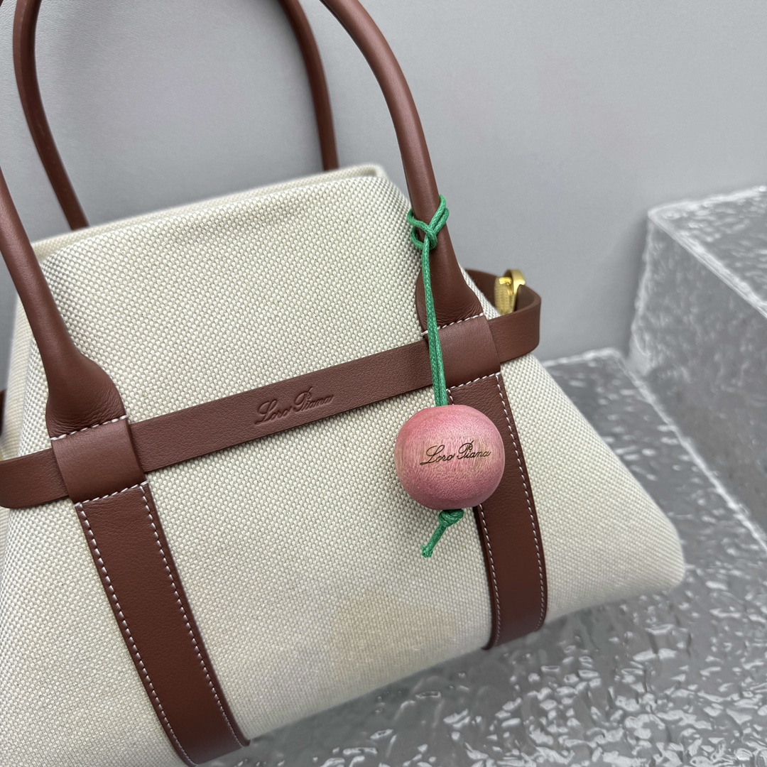 Loro Piana Small Ghiera Shopper Cotton, Linen Natural/Caramel