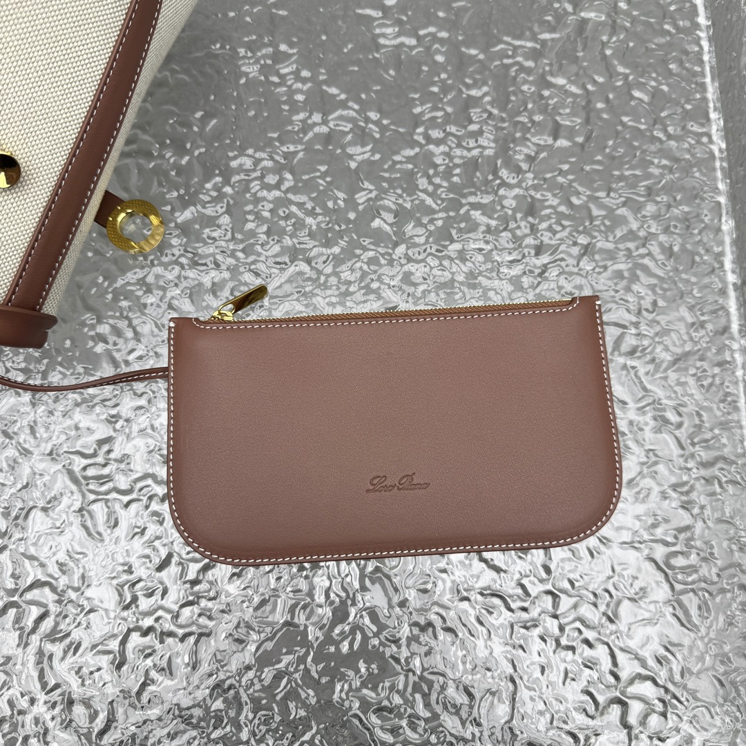 Loro Piana Small Ghiera Shopper Cotton, Linen Natural/Caramel