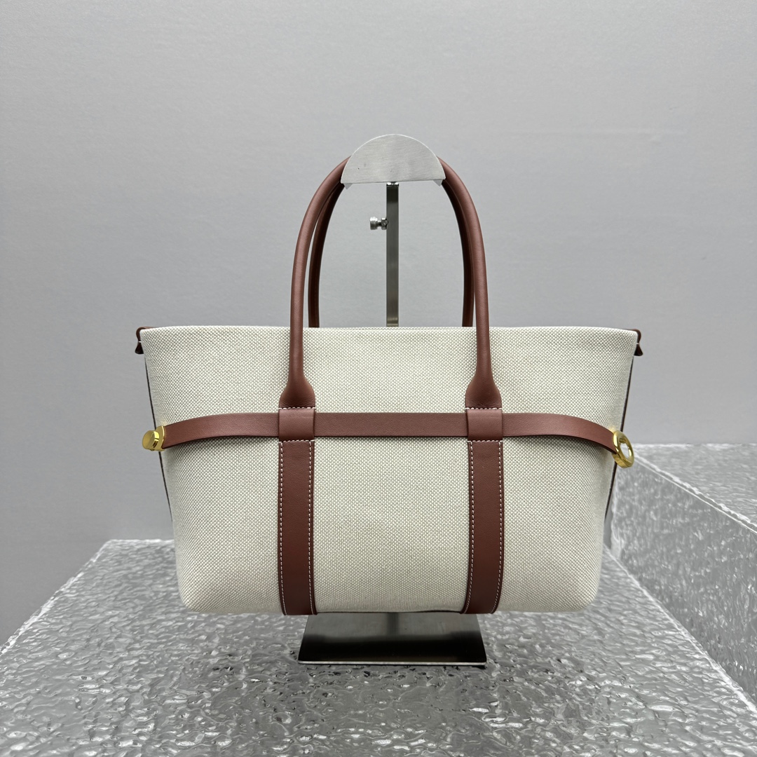 Loro Piana Small Ghiera Shopper Cotton, Linen Natural/Caramel