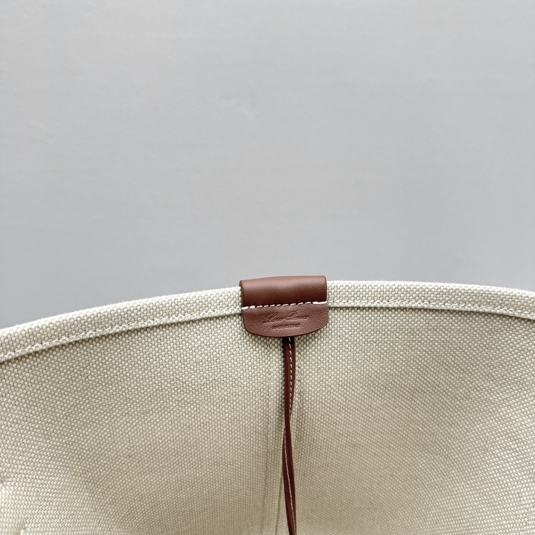 Loro Piana Small Ghiera Shopper Cotton, Linen Natural/Caramel