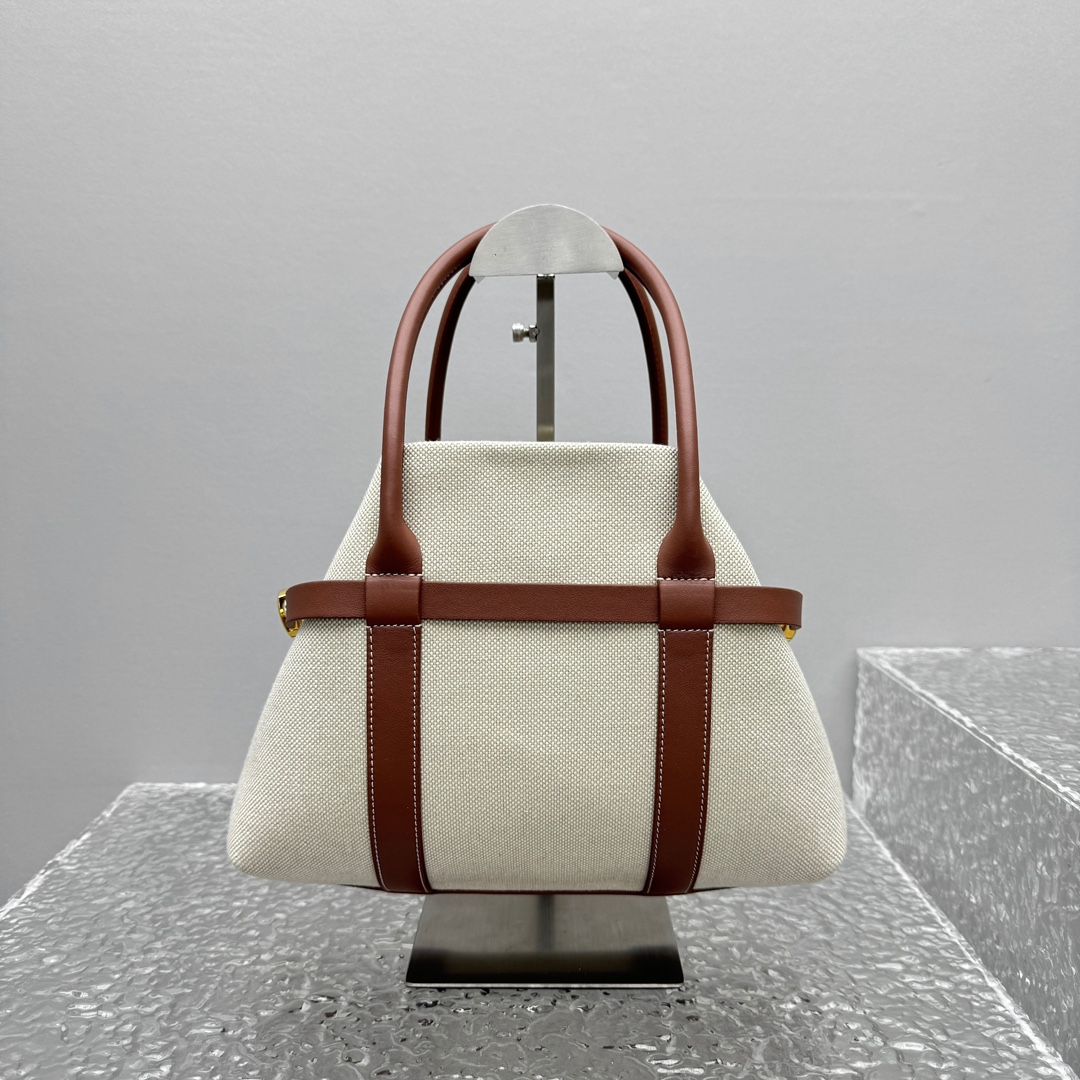 Loro Piana Small Ghiera Shopper Cotton, Linen Natural/Caramel