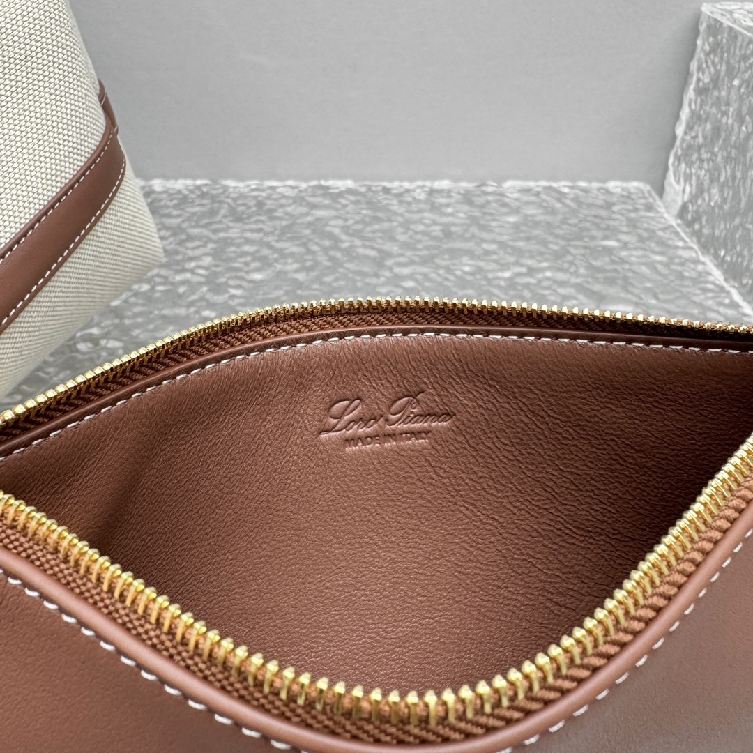 Loro Piana Small Ghiera Shopper Cotton, Linen Natural/Caramel