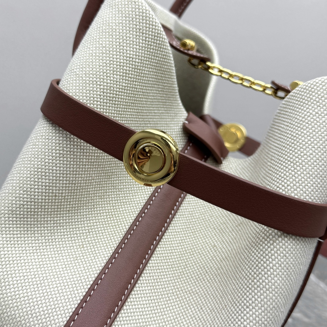 Loro Piana Small Ghiera Shopper Cotton, Linen Natural/Caramel