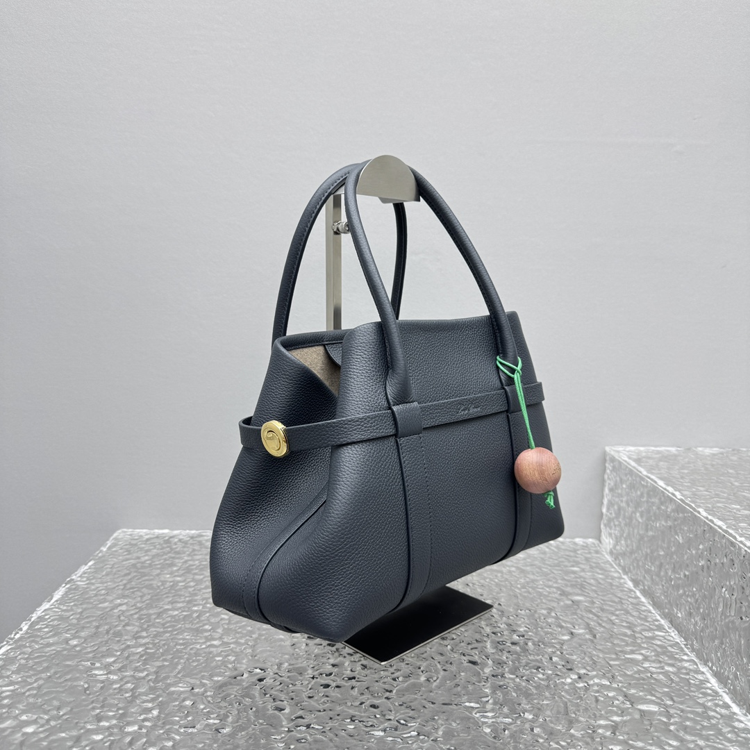 Loro Piana Large Ghiera Shopper Calfskin Blue Navy/Sun Gold | Loro Pian