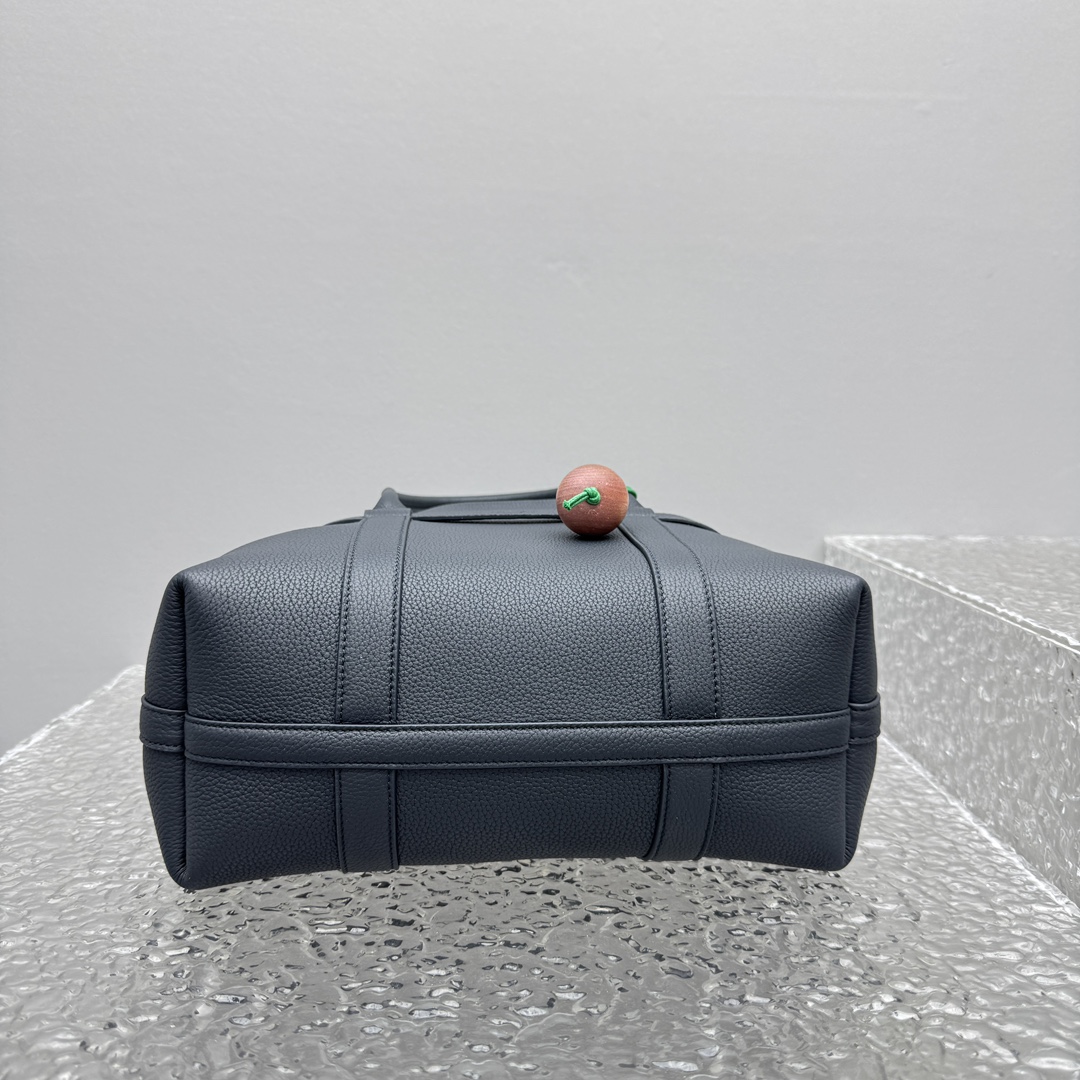 Loro Piana Large Ghiera Shopper Calfskin Blue Navy/Sun Gold | Loro Pian