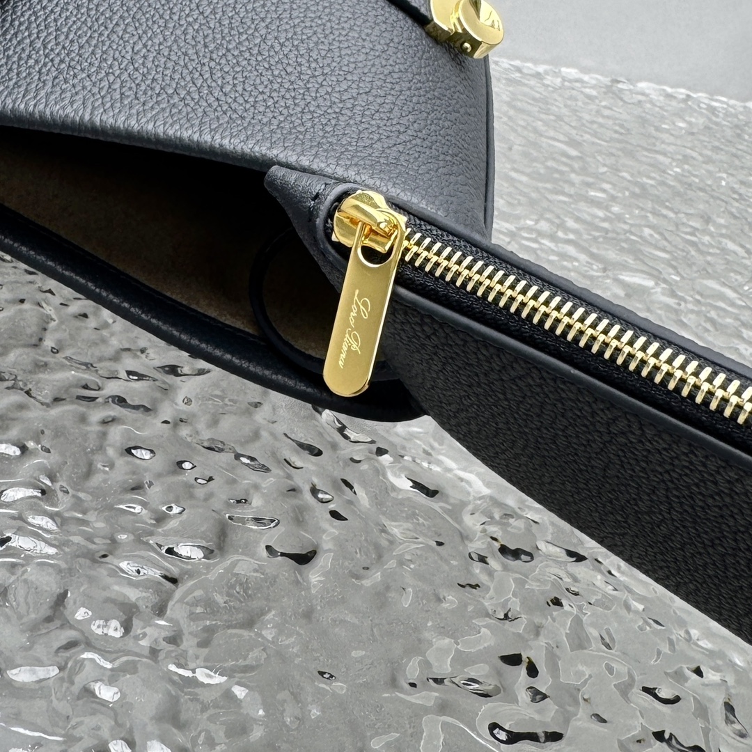 Loro Piana Large Ghiera Shopper Calfskin Blue Navy/Sun Gold | Loro Pian