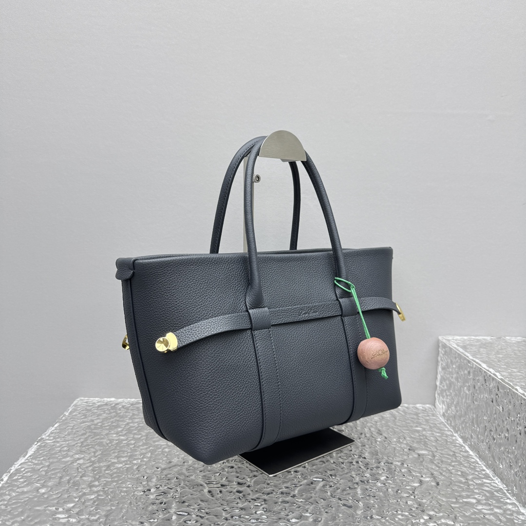 Loro Piana Large Ghiera Shopper Calfskin Blue Navy/Sun Gold | Loro Pian