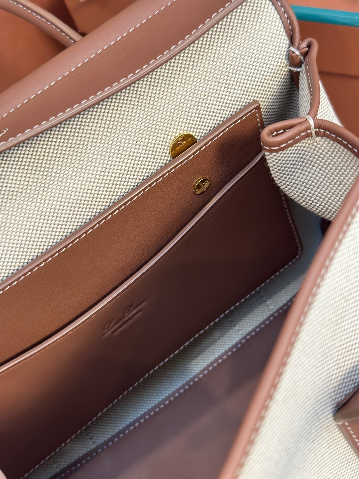 Loro Piana Loom bag L25 Cotton, Calfskin Nougat/Warm Tan/Sun Gold |