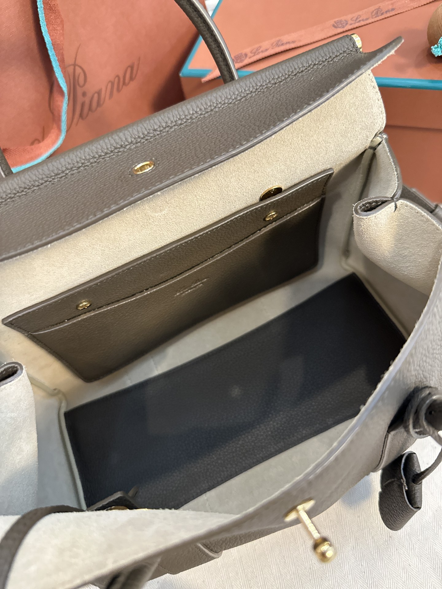 Loro Piana Loom bag L32 Grained Calfskin DARK CHOCOLATE