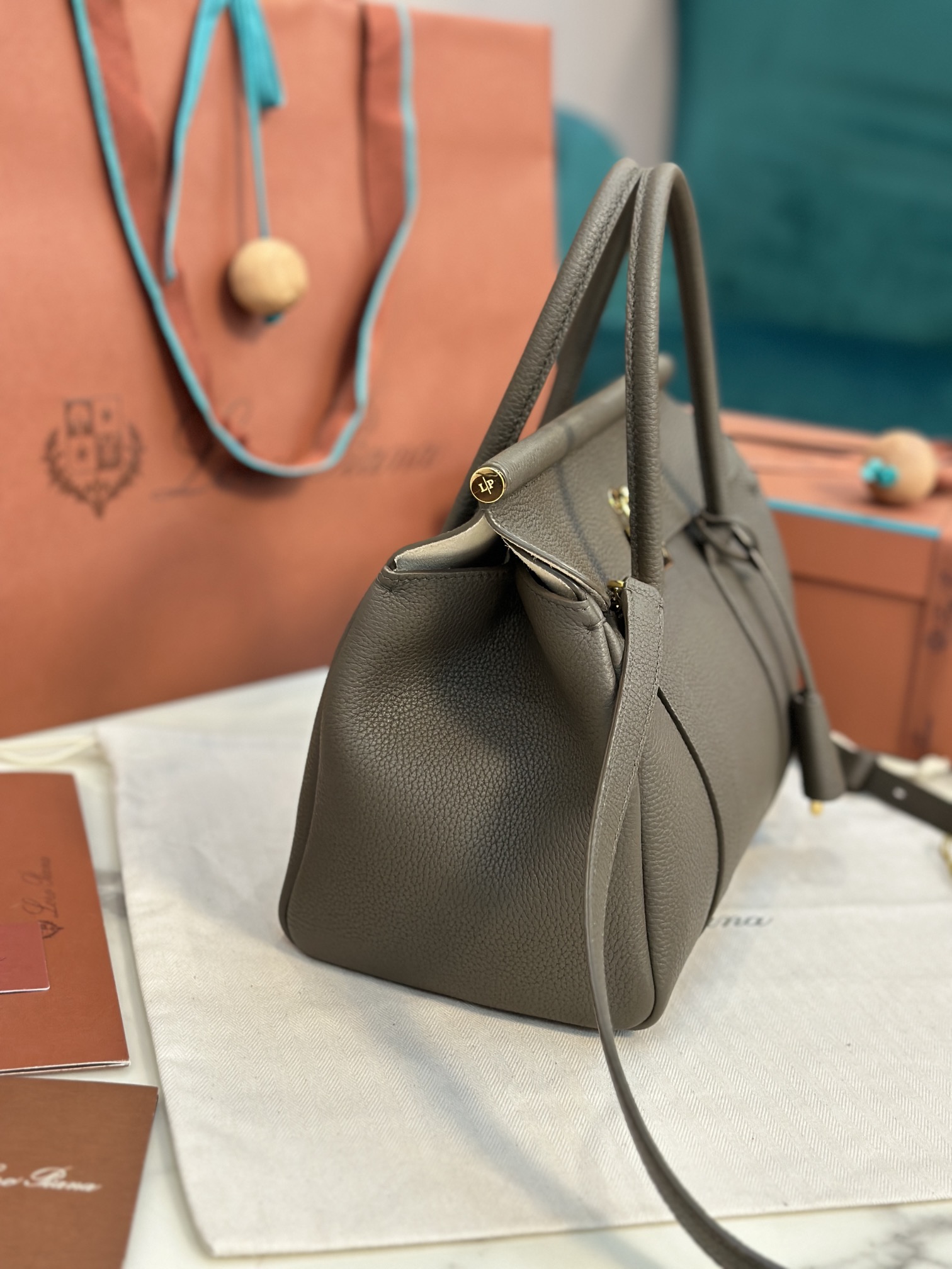 Loro Piana Loom bag L32 Grained Calfskin DARK CHOCOLATE