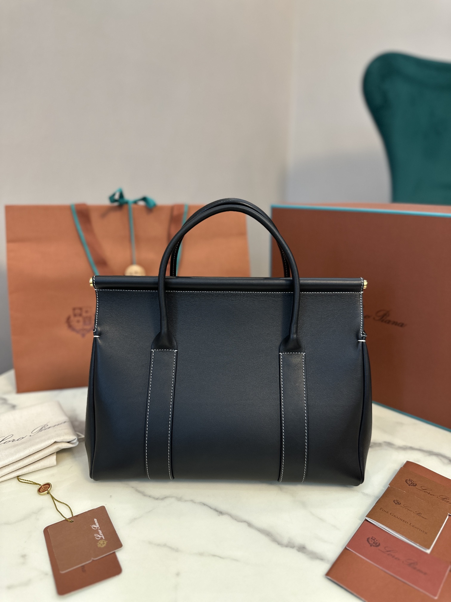 Loro Piana Loro Piana Leather Loom 25 - Black Handle Bags, Handbags -
