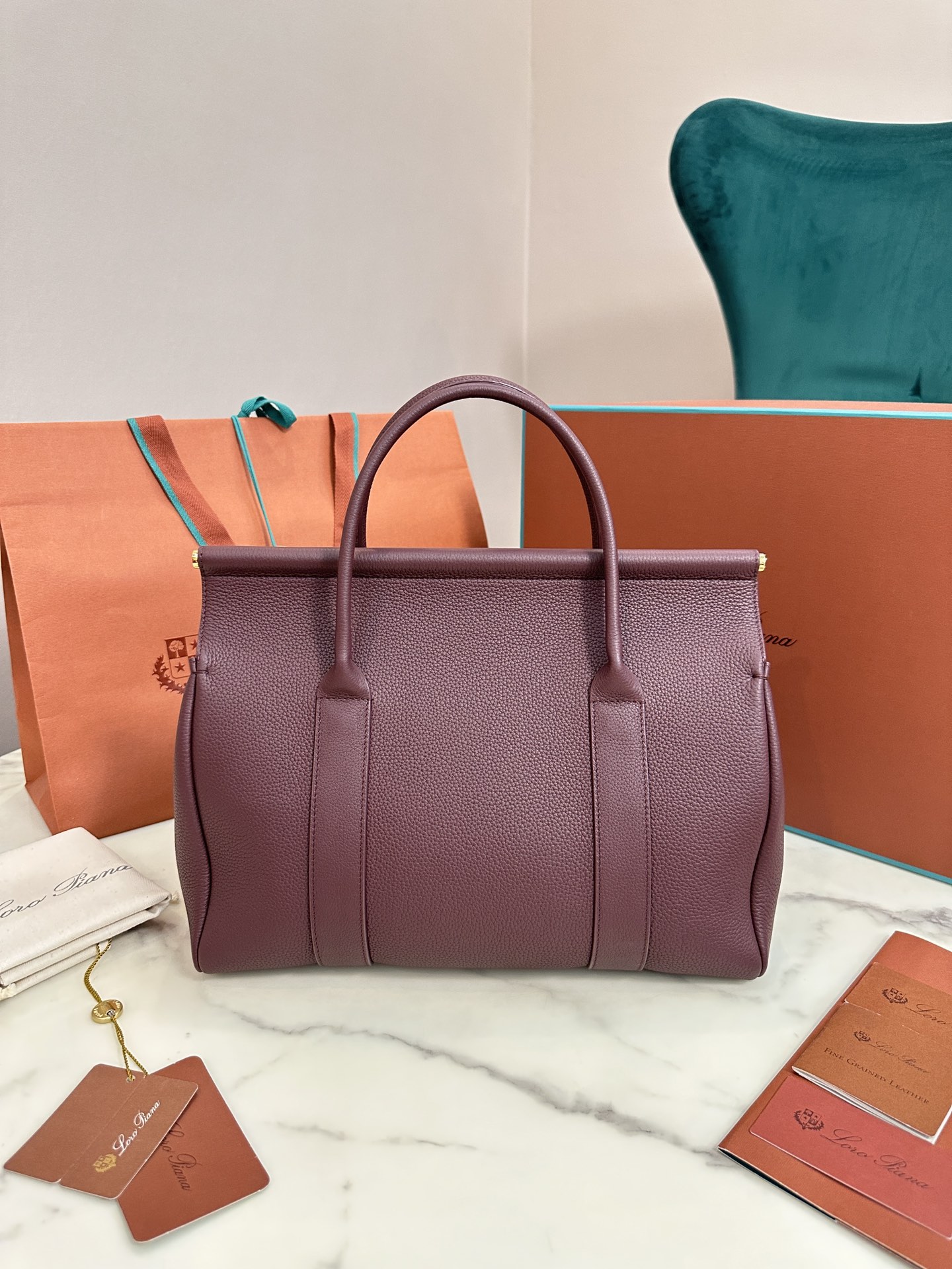 Loro Piana Loom bag L32 Grained Calfskin Azuki Beans/Sun Gold | Loro