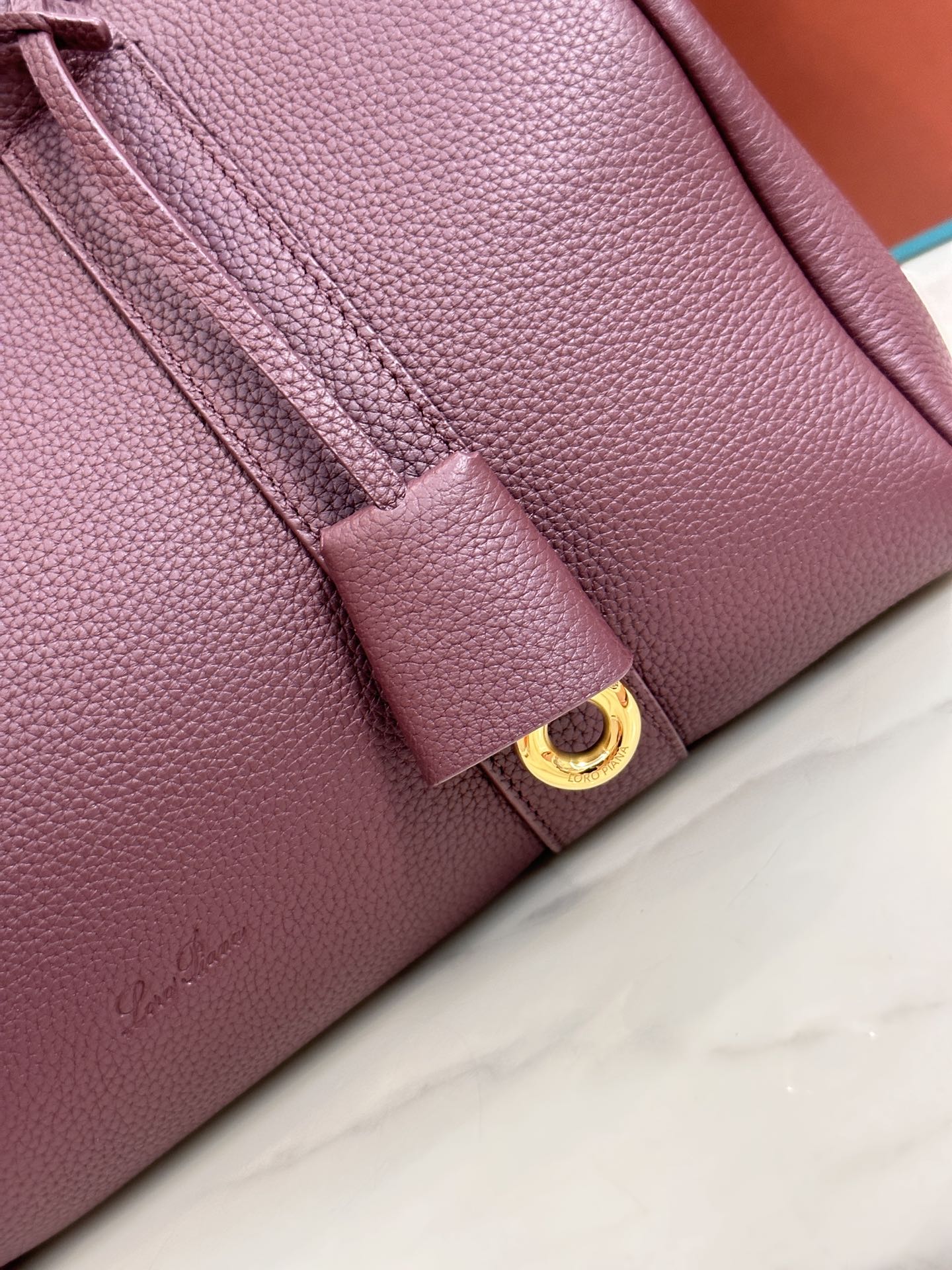 Loro Piana Loom bag L32 Grained Calfskin Azuki Beans/Sun Gold | Loro