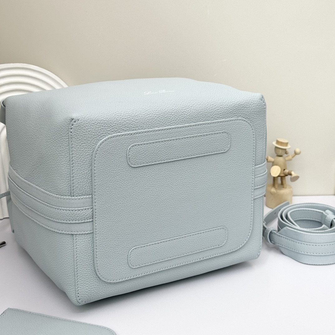 Loro Piana Small Bale bag Grained Calfskin Light Blue Belle