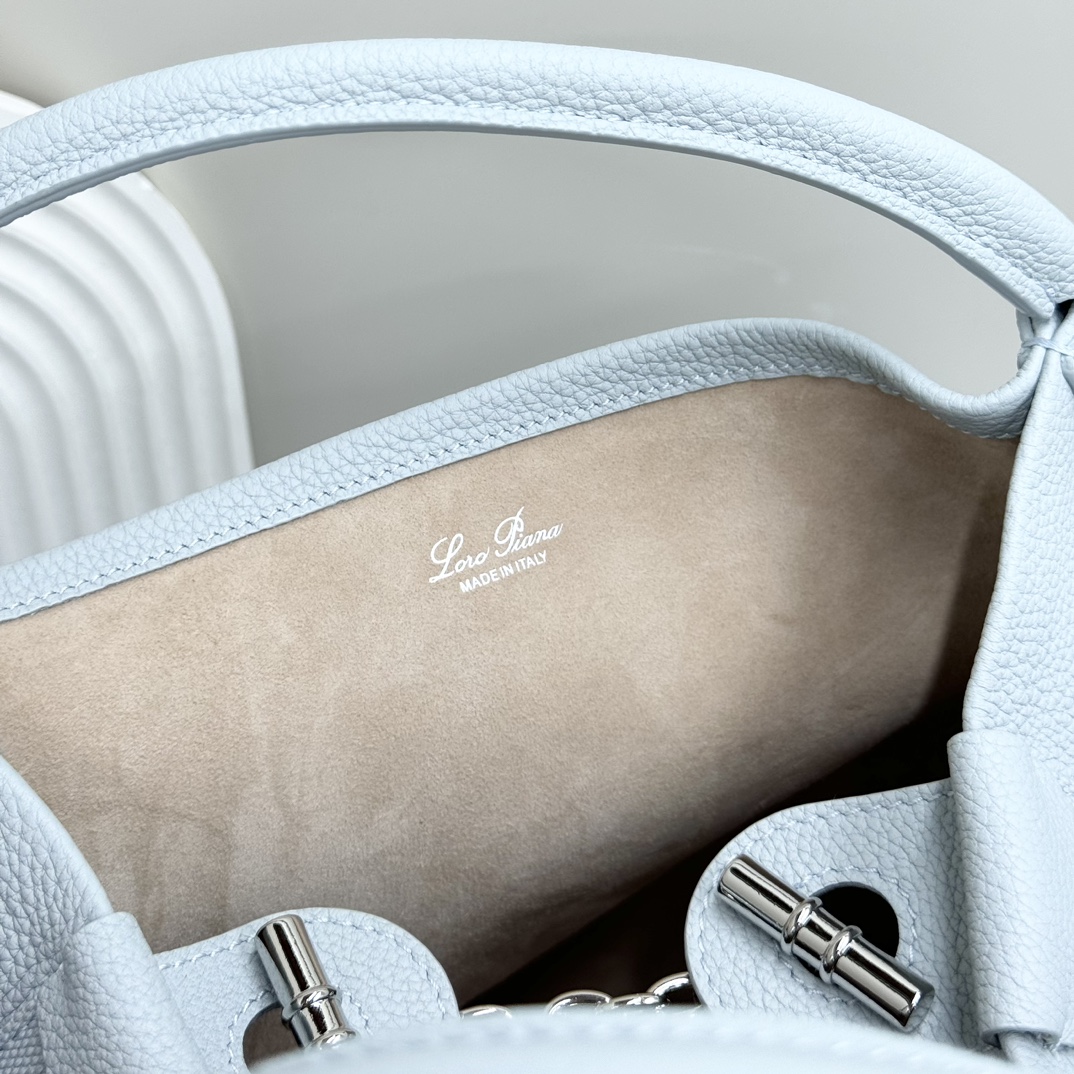 Loro Piana Small Bale bag Grained Calfskin Light Blue Belle