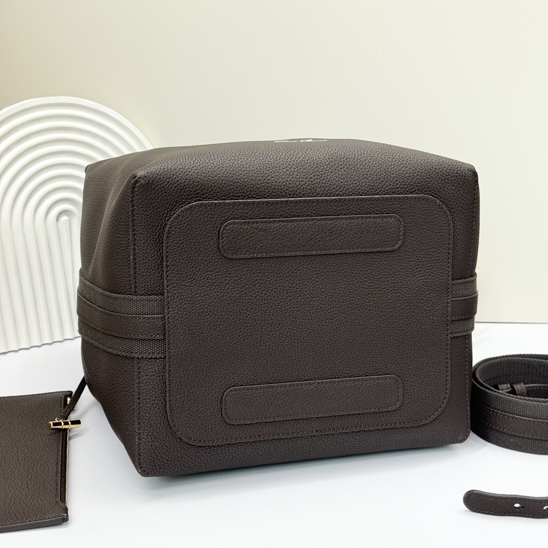 LORO PIANA Grained Calfskin Micro Bale Bag black