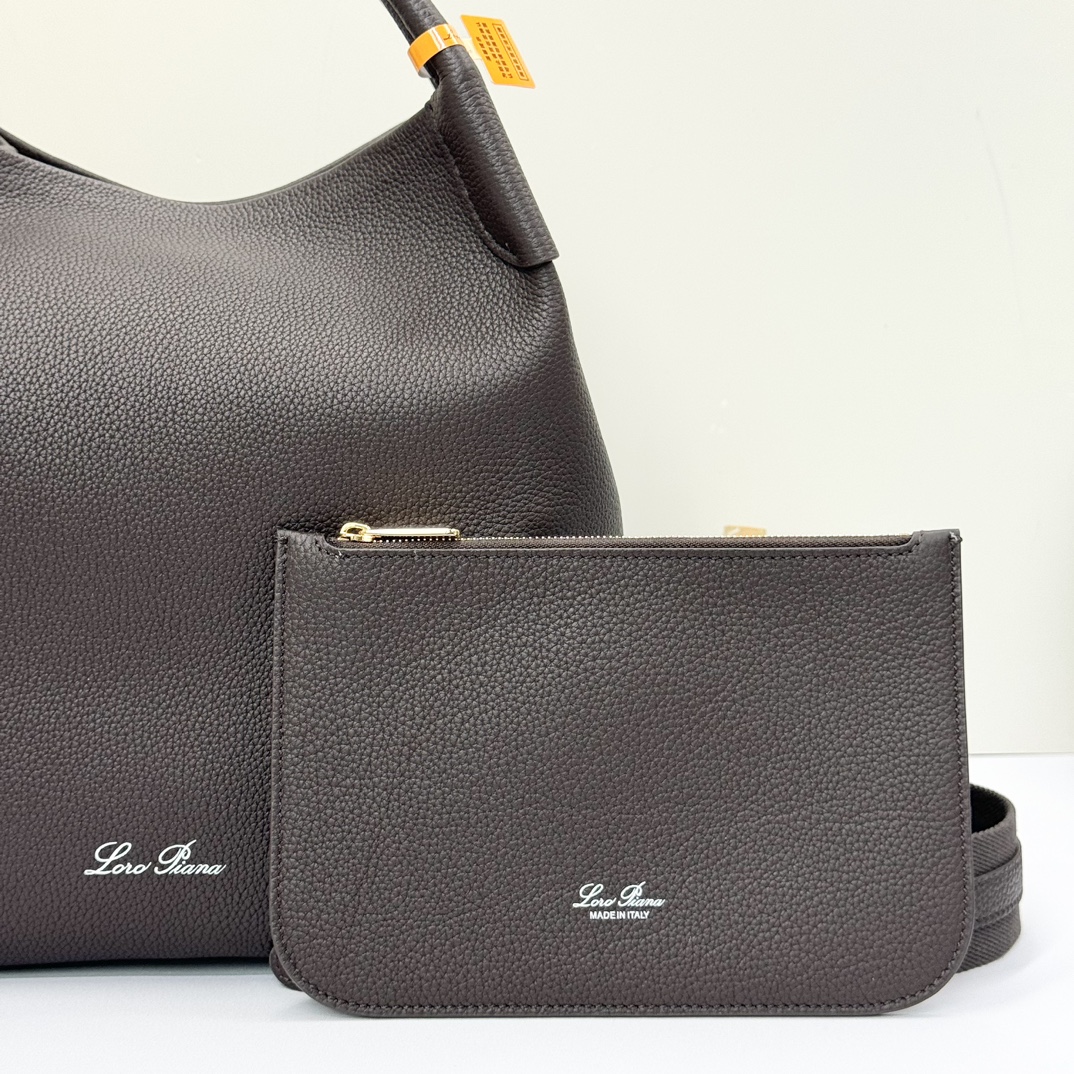 LORO PIANA Grained Calfskin Micro Bale Bag black