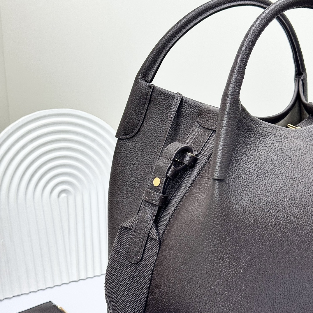 LORO PIANA Grained Calfskin Micro Bale Bag black