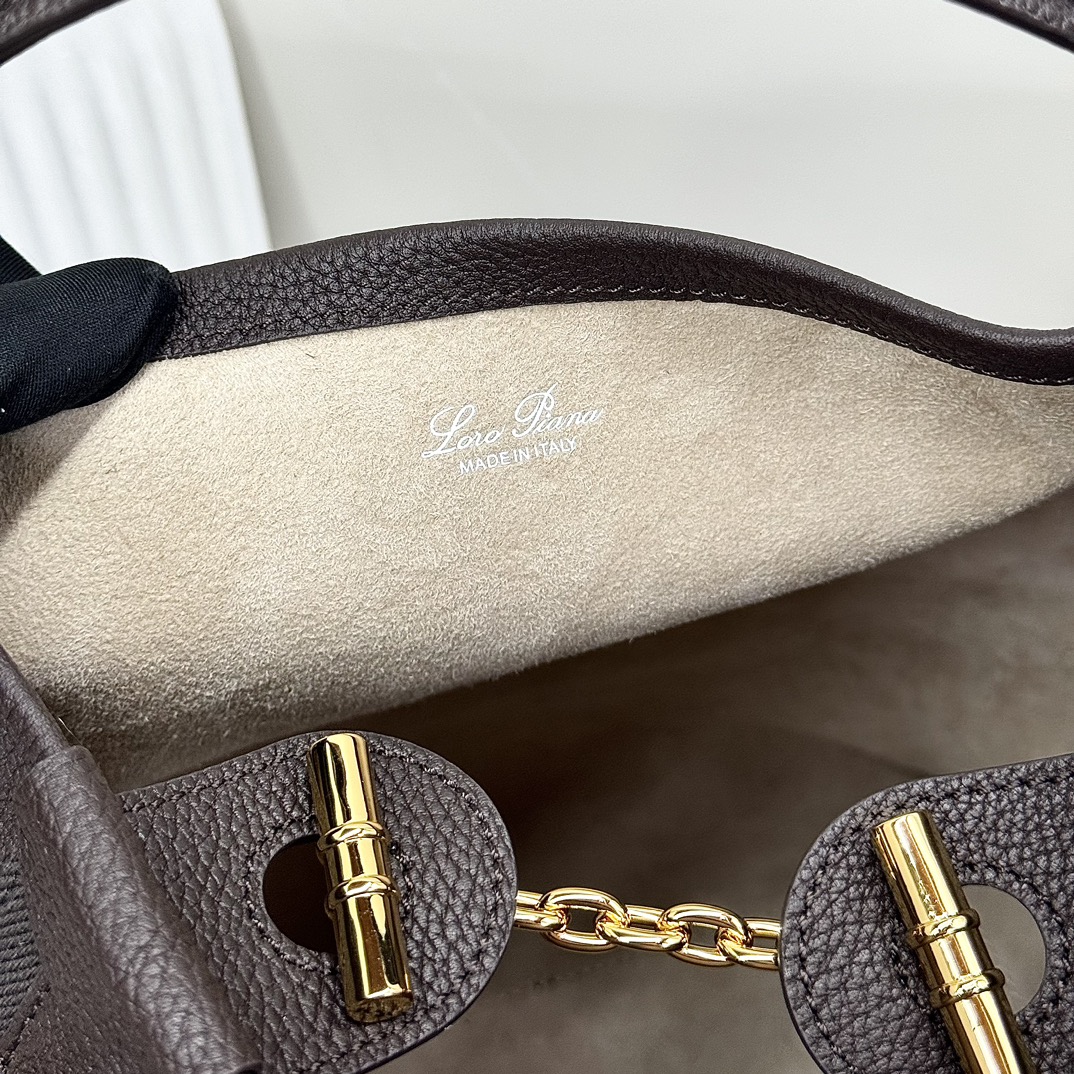 LORO PIANA Grained Calfskin Micro Bale Bag black
