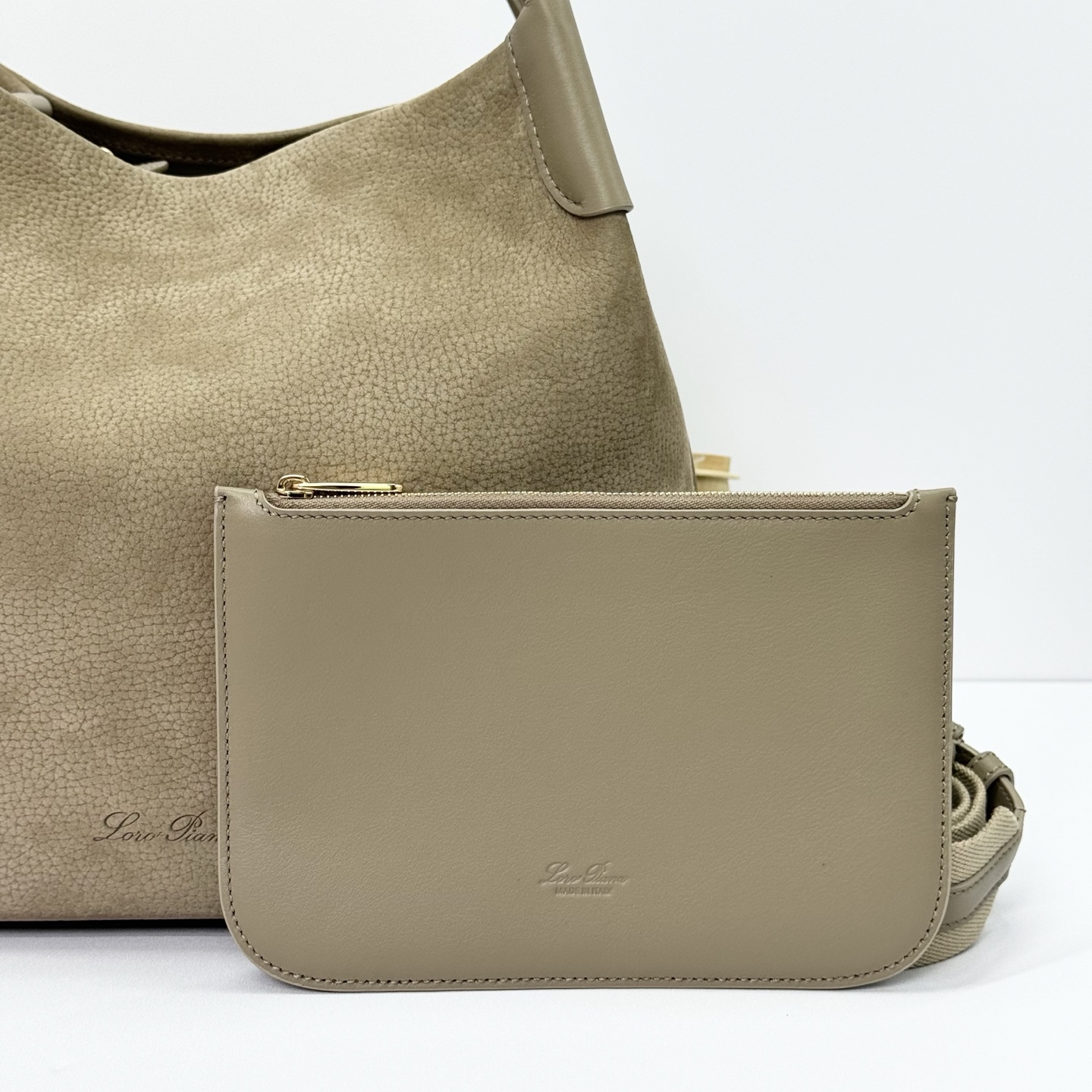 Loro Piana Bale Medium suede tote bag green Loro Piana