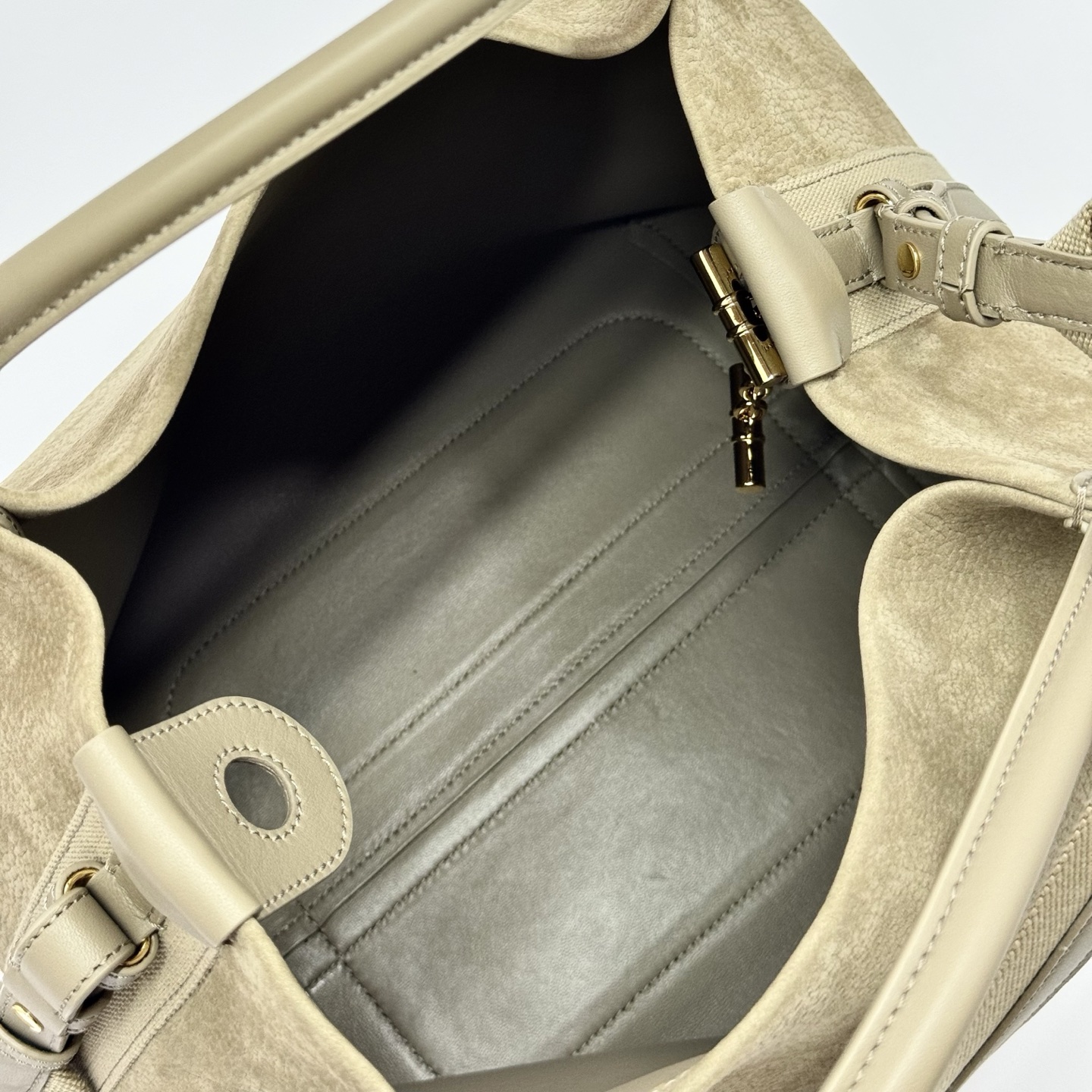 Loro Piana Bale Medium suede tote bag green Loro Piana