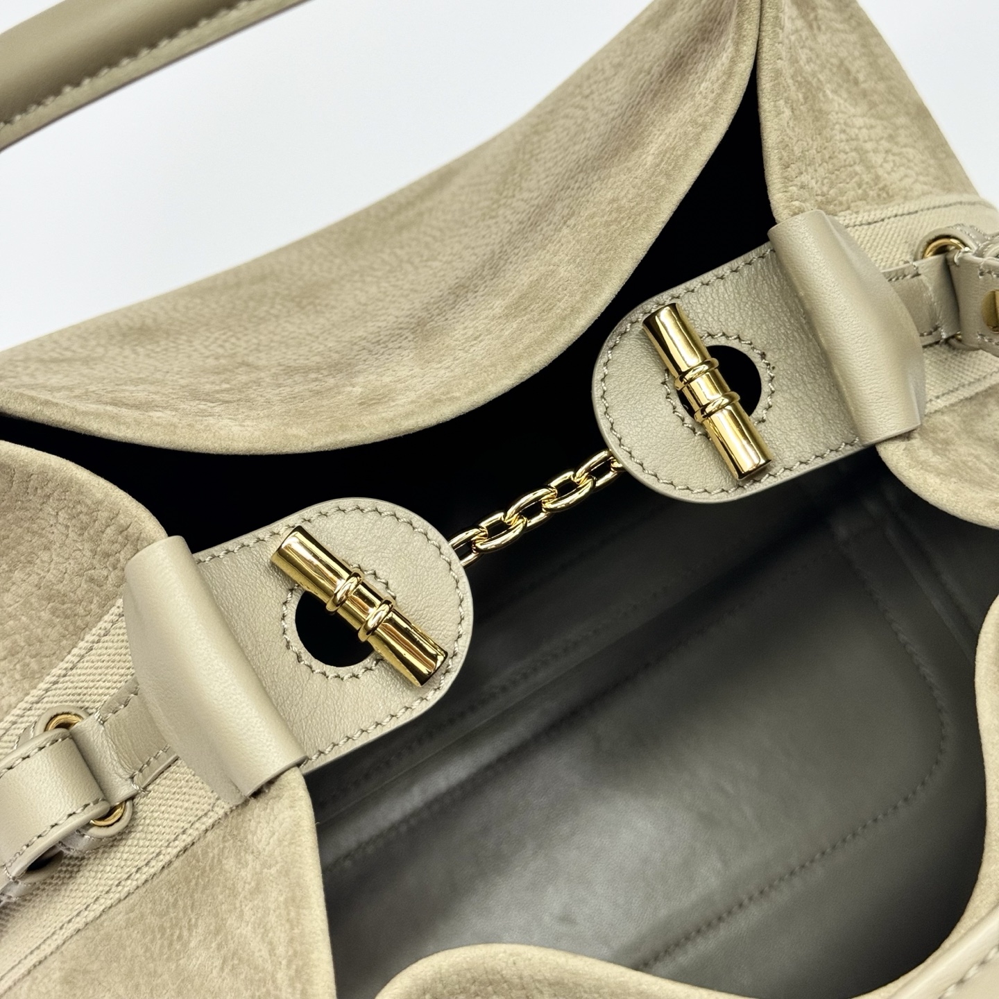 Loro Piana Bale Medium suede tote bag green Loro Piana