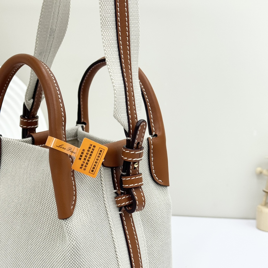 Loro Piana Micro Bale bag Cotton, Linen Natural/Warm Tan | Loro Piana