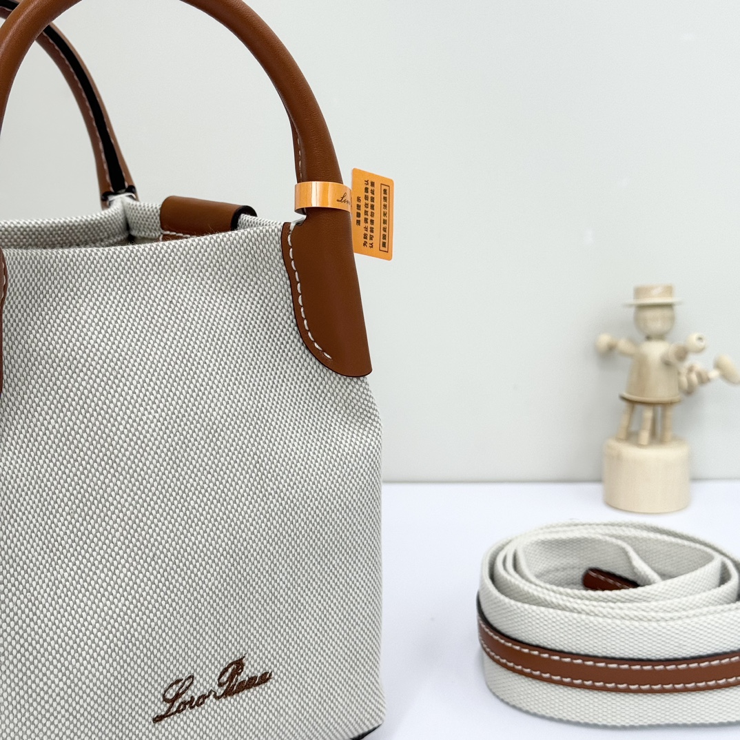 Loro Piana Micro Bale bag Cotton, Linen Natural/Warm Tan | Loro Piana