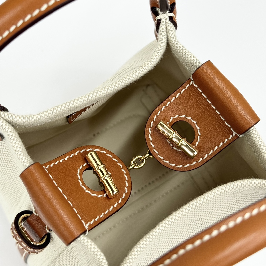 Loro Piana Micro Bale bag Cotton, Linen Natural/Warm Tan | Loro Piana