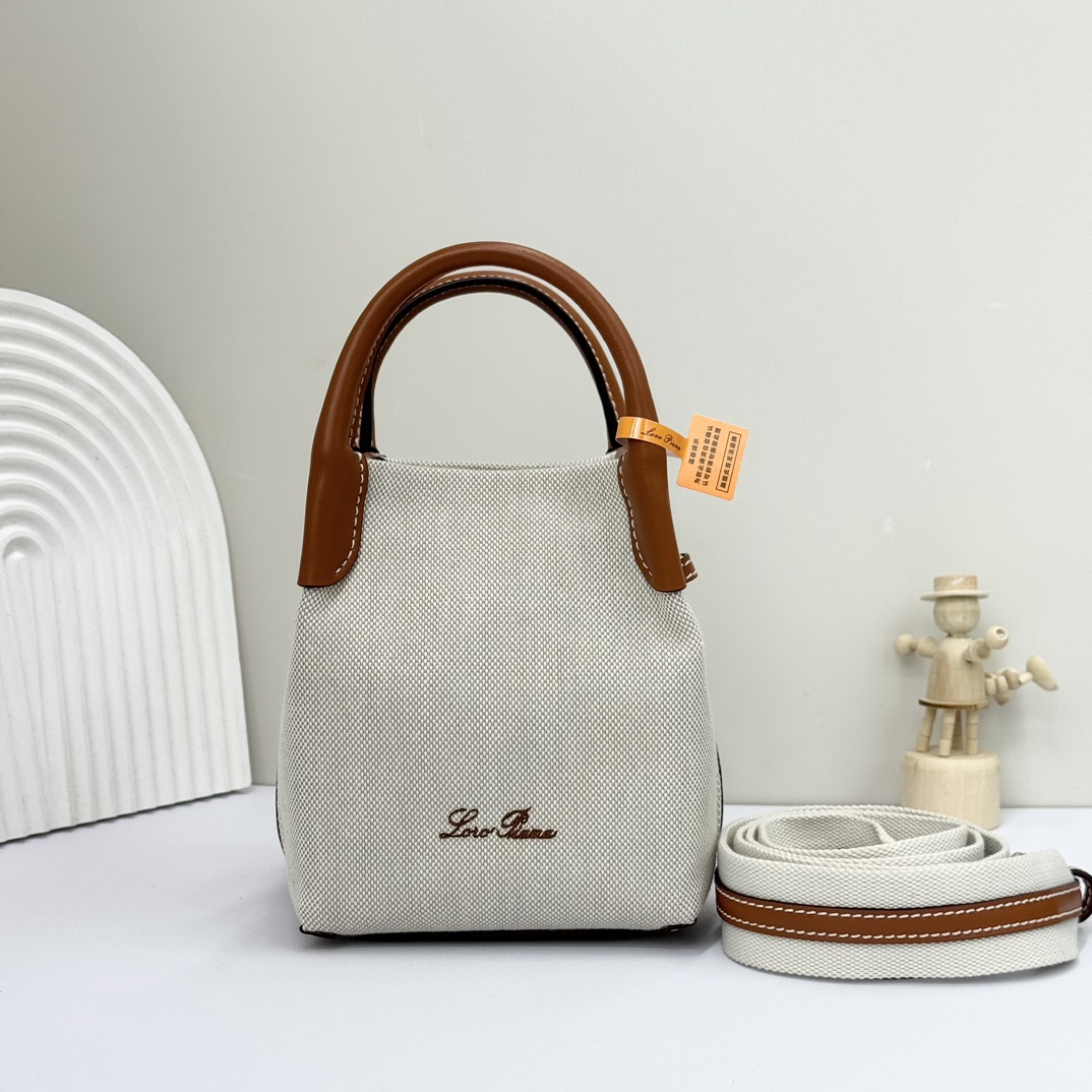 Loro Piana Micro Bale bag Cotton, Linen Natural/Warm Tan | Loro Piana