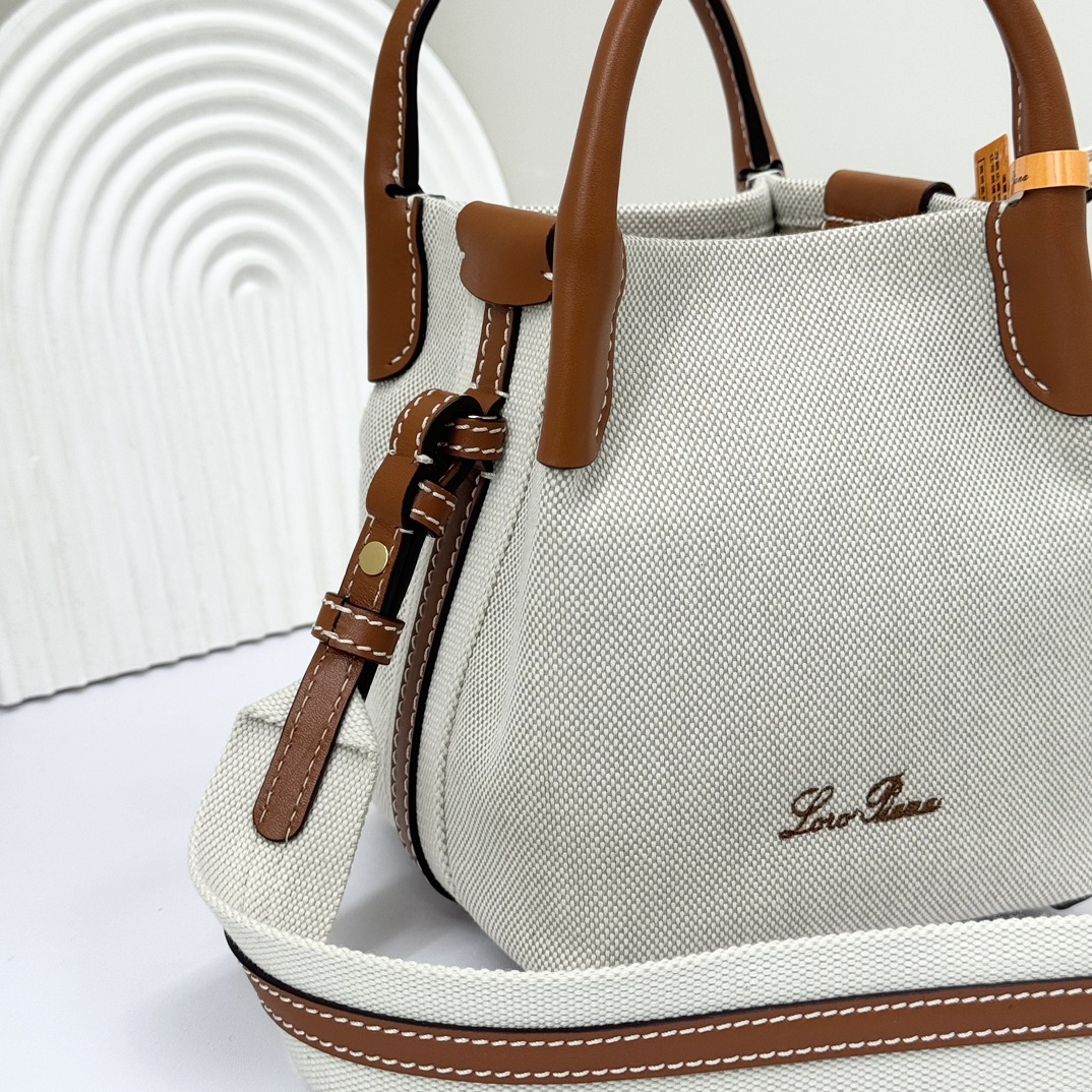 Loro Piana Micro Bale bag Cotton, Linen Natural/Warm Tan | Loro Piana