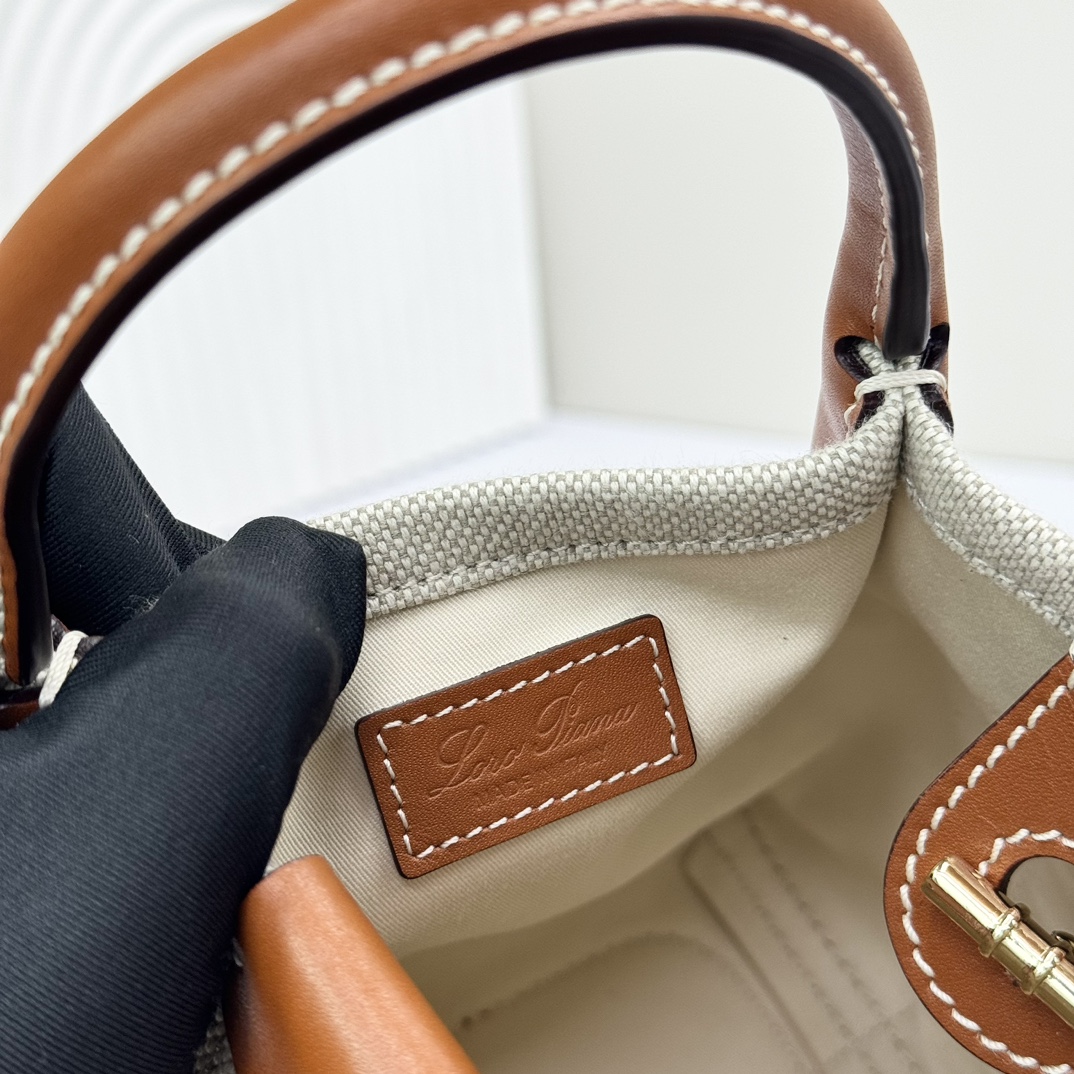 Loro Piana Micro Bale bag Cotton, Linen Natural/Warm Tan | Loro Piana