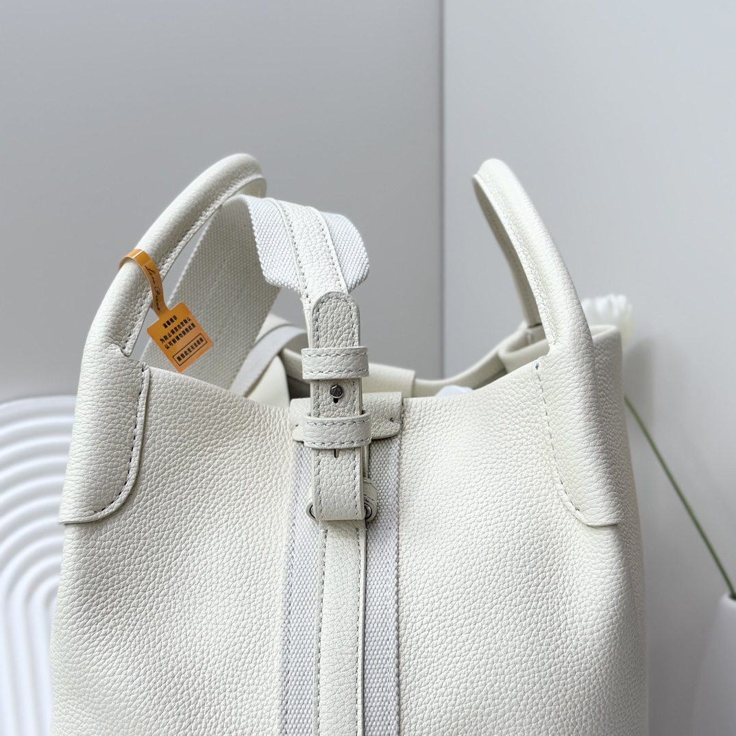 Loro Piana Bale Large Leather Tote Bag - White
