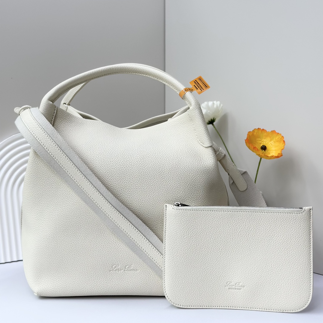 Loro Piana Bale Large Leather Tote Bag – White