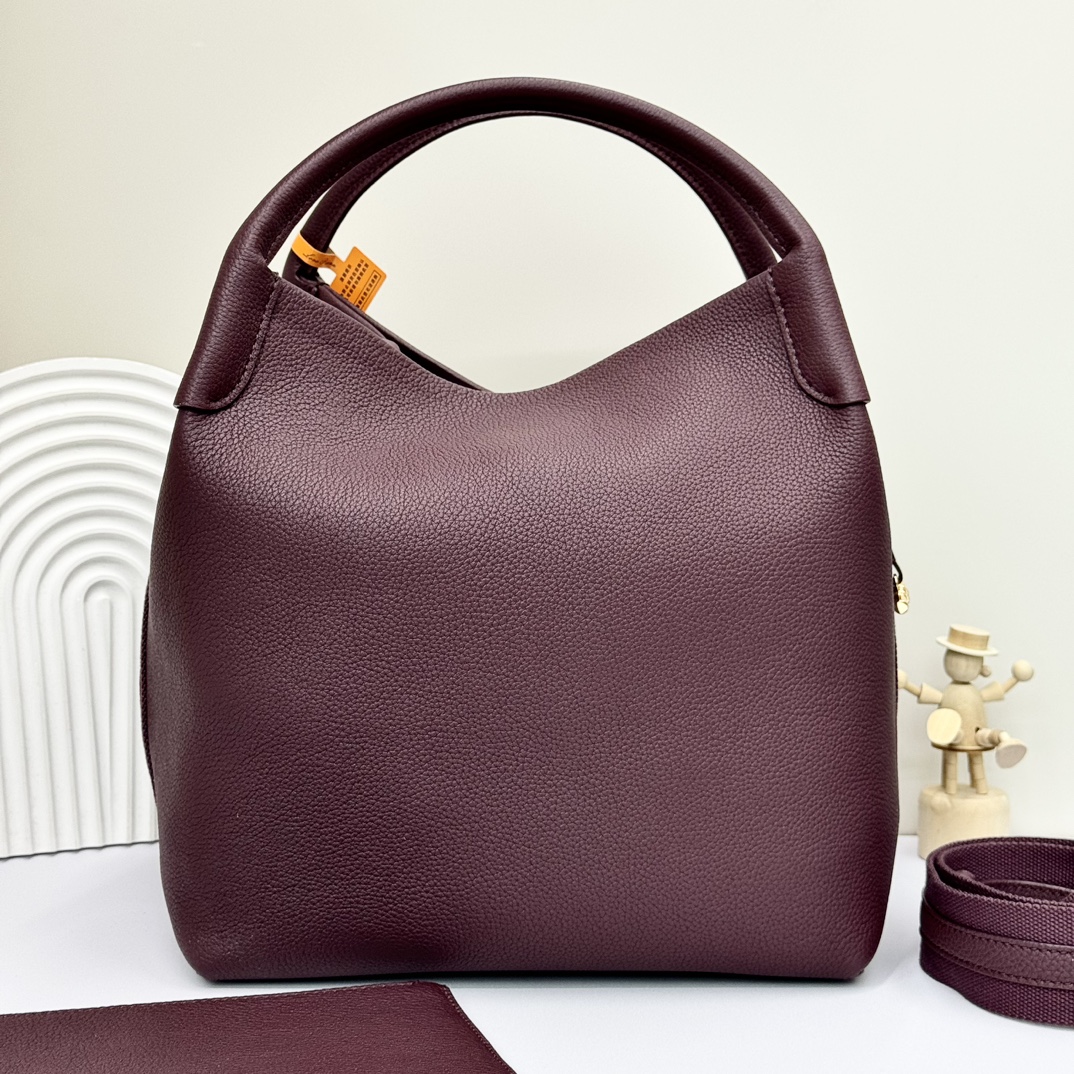Loro Piana Bale Textured-Leather Tote - Burgundy |